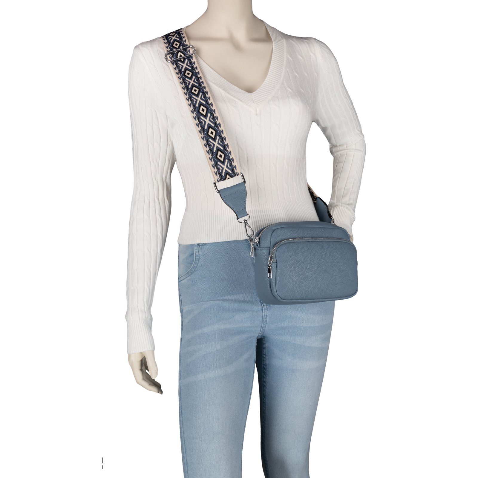 Italy-D, Crossbody-Bag Hüfttasche BLUE Umhängetasche Bauchtasche Umhängetasche CrossOver, Schultertasche, Gürteltasche EAAKIE Kunstleder tragbar als