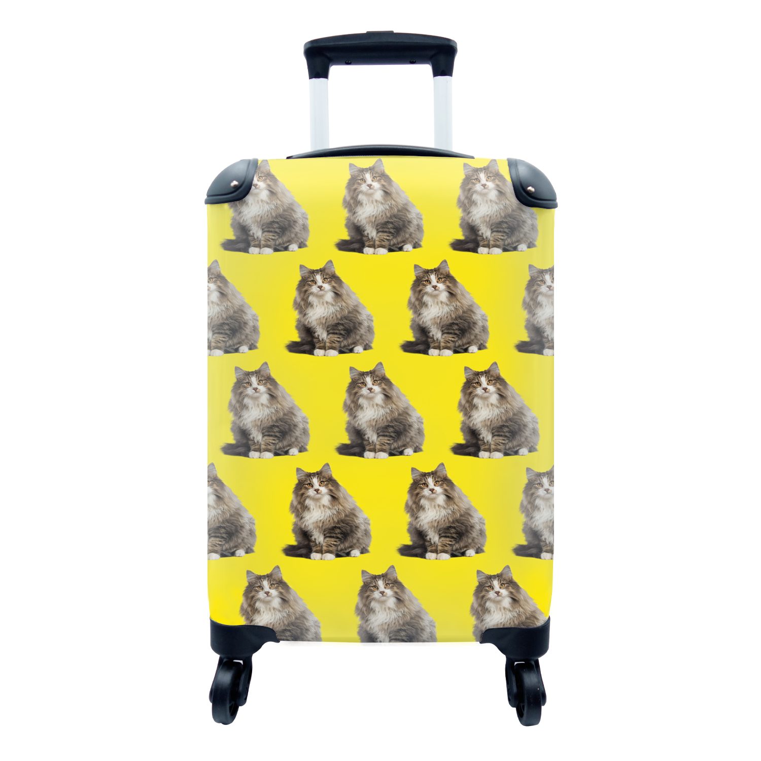 Trolley, MuchoWow Handgepäckkoffer Rollen, Muster, rollen, - Gelb Reisekoffer 4 Ferien, mit Handgepäck Reisetasche - für Haustiere