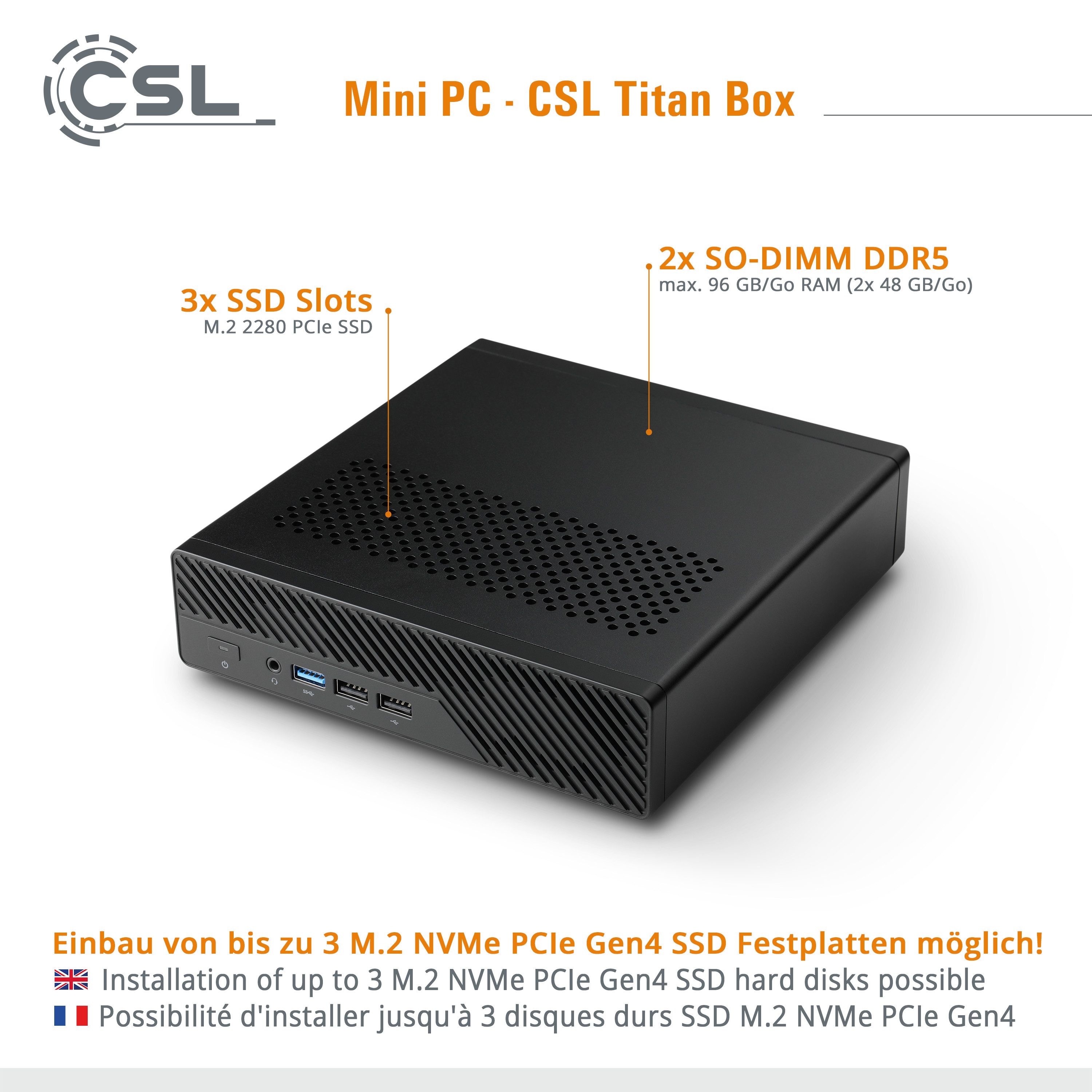 CSL TitanBox i9-12900H PC (Intel® Core i9 12900H, 96 GB RAM, 4000 GB SSD)