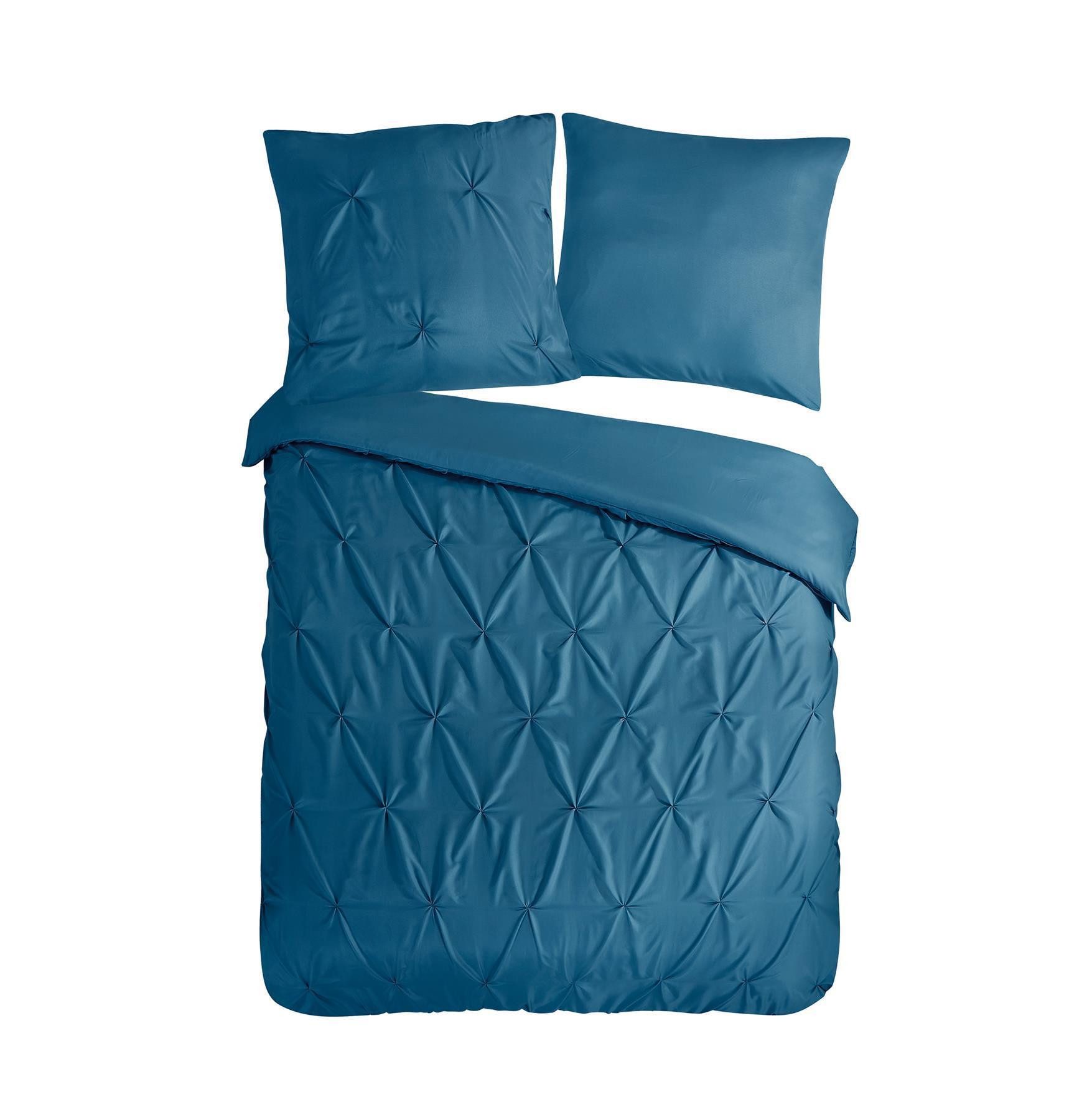 Pure Bettwäsche Microfaser Bettwäsche 200 X 200 cm + 2- 80 X 80 cm Elegance blau luxur, Microfaser, 3 teilig, bettwäsche 200x200 microfaser sale warm weihnachten 200x200 bettbezug