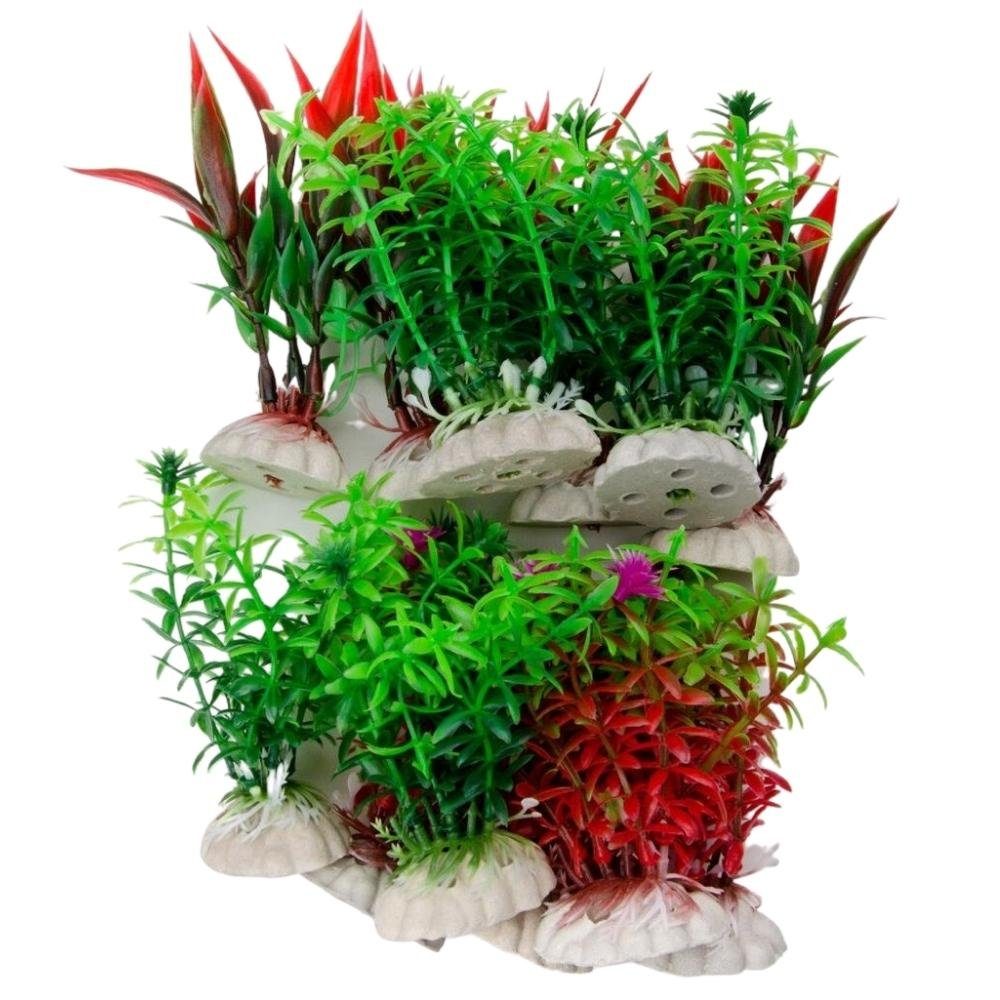 Aquariendeko 12x Aquarium Wasserpflanzen Set Aquarien Künstliche Pflanze Sparset