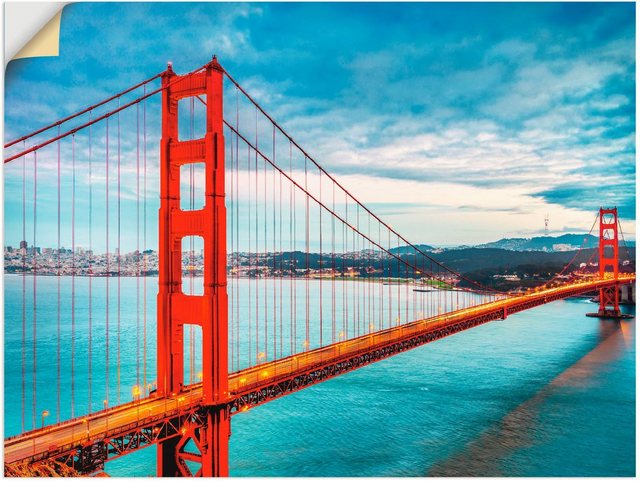 Artland Wandbild »Golden Gate Bridge«, Brücken (1 Stück), in vielen Größen & Produktarten - Alubild / Outdoorbild für den Außenbereich, Leinwandbild, Poster, Wandaufkleber / Wandtattoo auch für Badezimmer geeignet-Otto