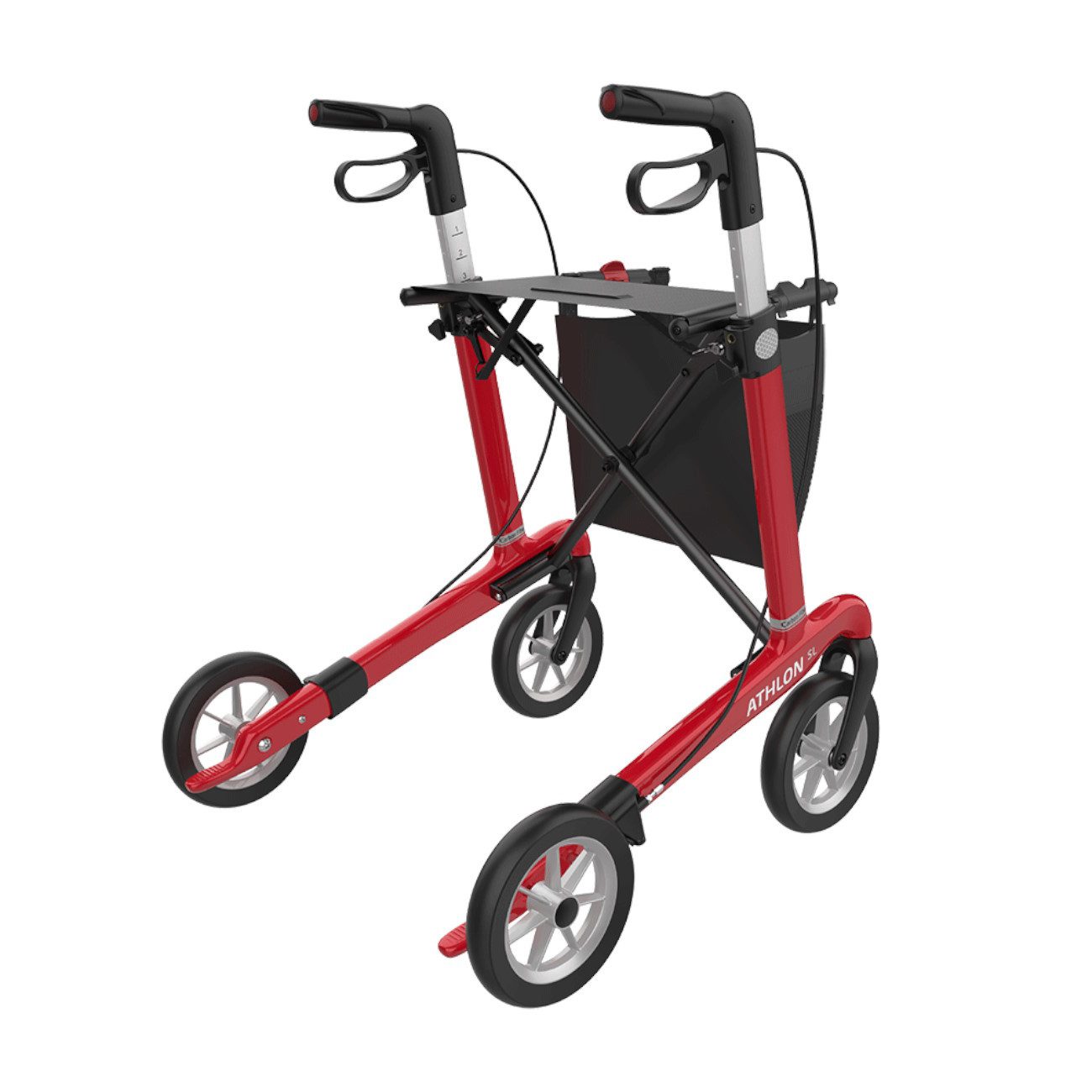 Rehasense Rollator Rehasense Athlon SL Carbon Rollator, Gr.L, PUR Softräder, Racing Red