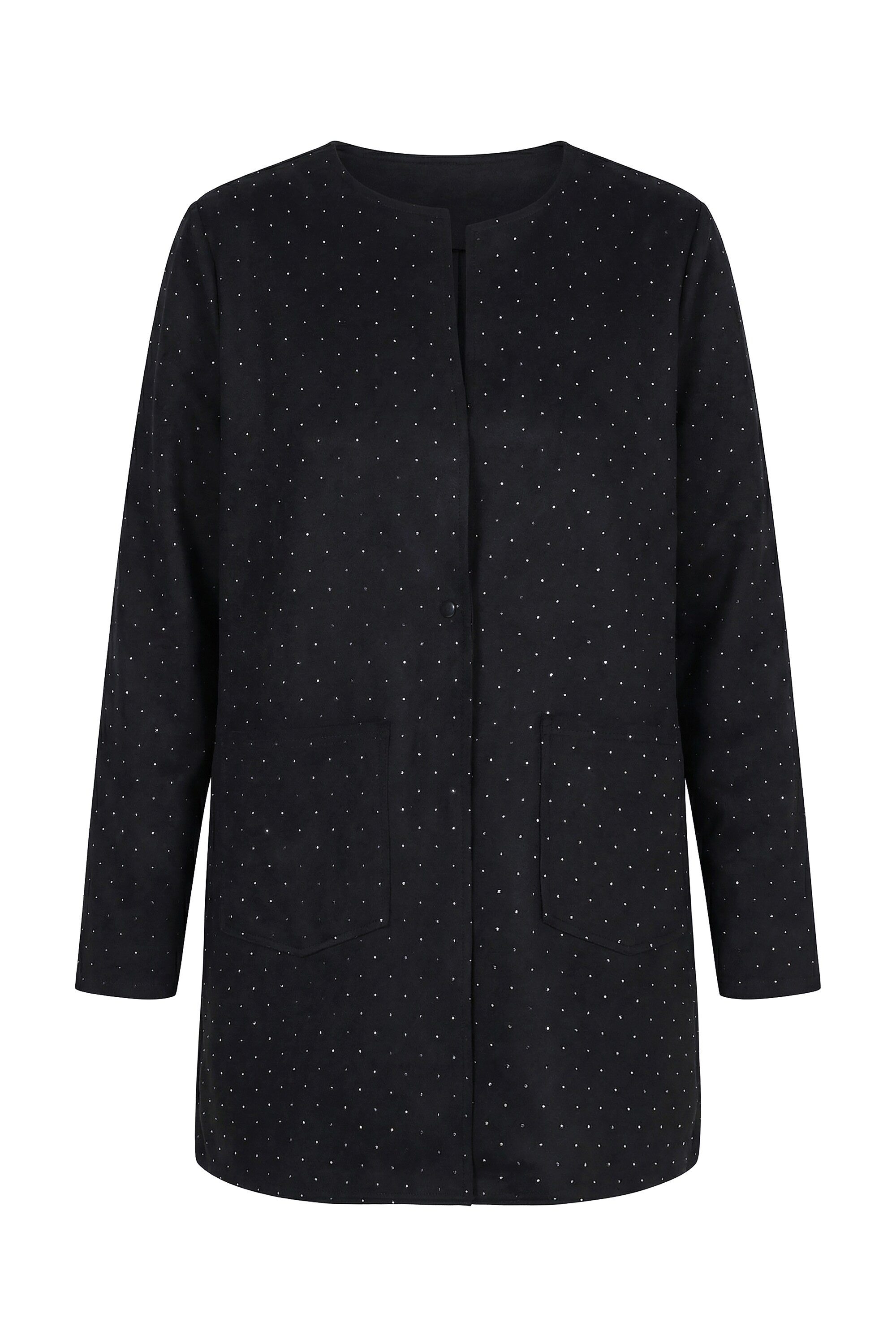 Sommerjacke Veloursjacke gerade Passform Glitzersteinchen