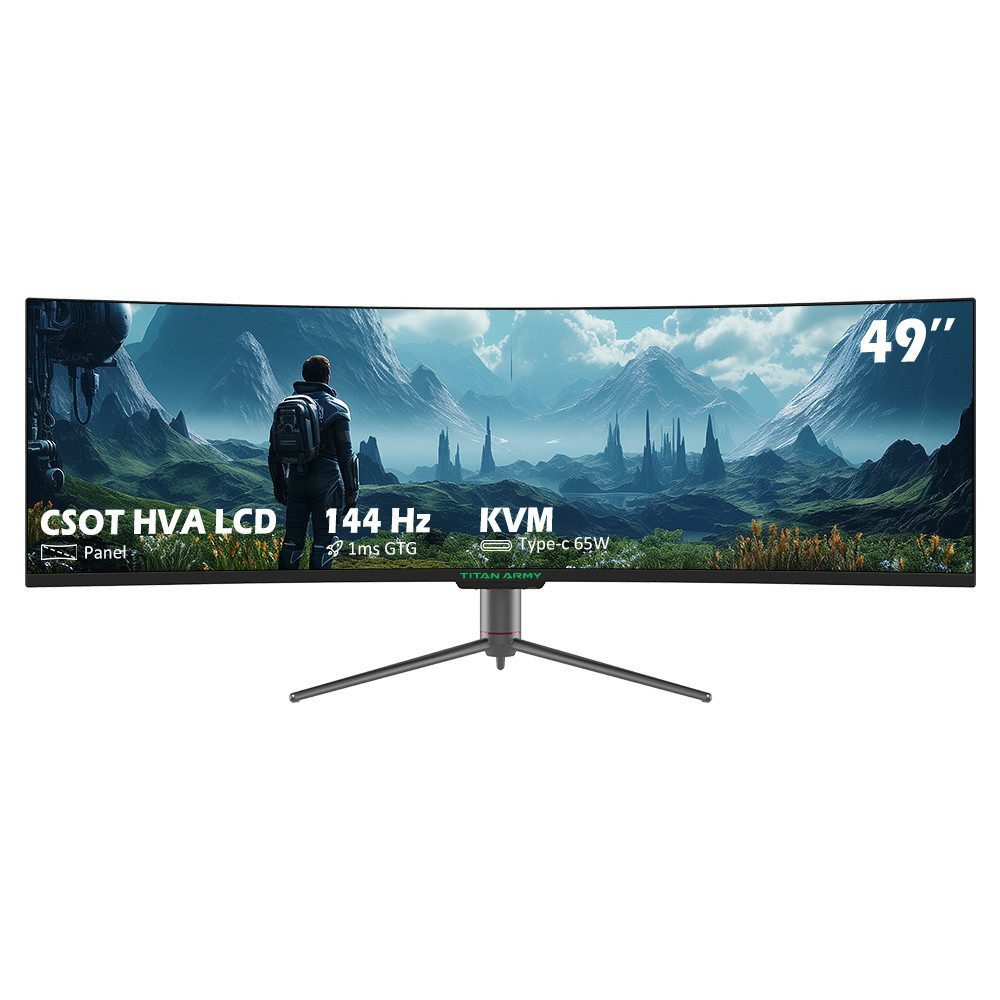 TITAN ARMY C49SHC CSOT HVA Curved-Gaming-Monitor (3840x1080 px, HD, 1 ms Reaktionszeit, 144 Hz, CSOT HVA Fast LCD, 1800R, Smart PlP/PBp Split Screen, 32:9, 144Hz,DFHD 3840x1080)