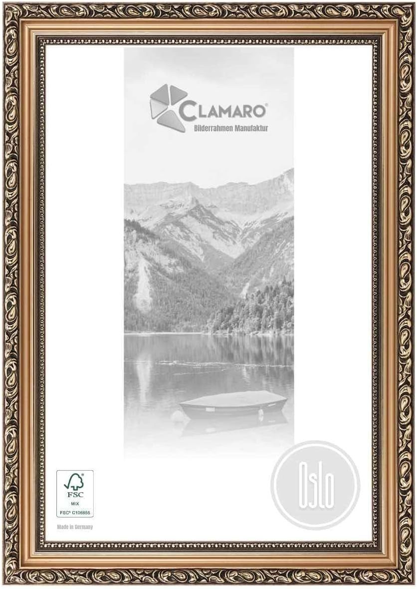 Clamaro Bilderrahmen Bronze Antik OSLO Massivholz, Shabby