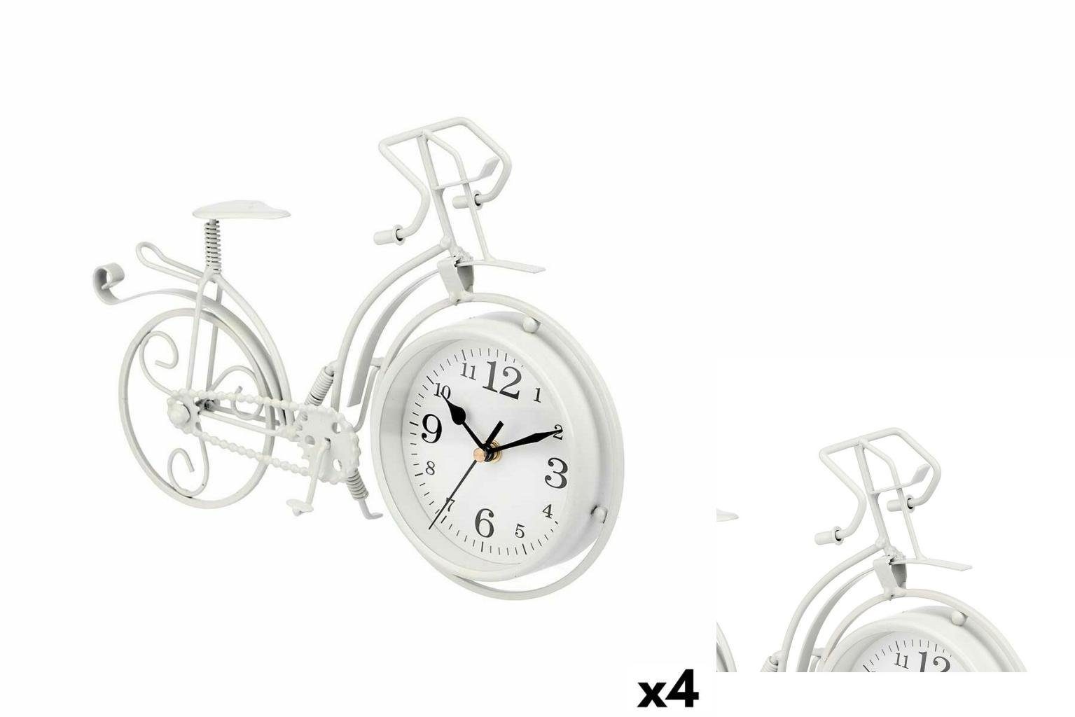 Gift Decor Uhr Tischuhr Fahrrad Weiß Metall 33 x 22,5 x 4,2 cm 4 Stück