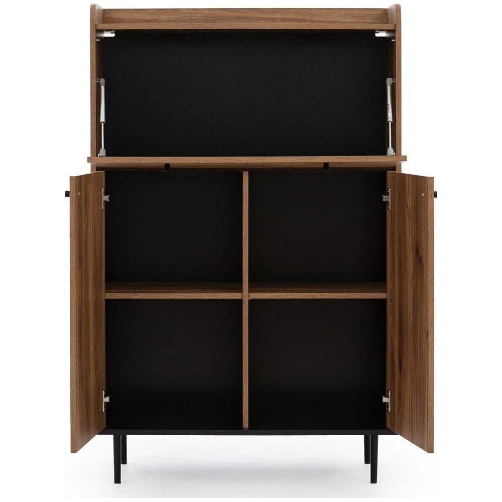 Lomadox Barschrank VAREDO-132 in Eiche Nb. Wohnzimmer Möbel im modernen Vintage Design 90/140/40 cm