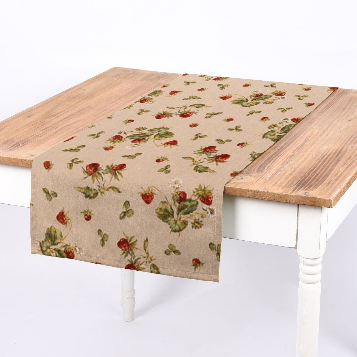 SCHÖNER LEBEN. Узкие скатерти SCHÖNER LEBEN. Узкие скатерти Strawberrys Growing Erdbeeren natur rot g, handmade