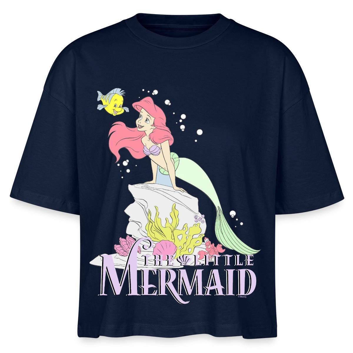 Spreadshirt T-Shirt Arielle Die Kleine Meerjungfrau Auf Felsvorsprung Boxy Shirt Damen (1-tlg)