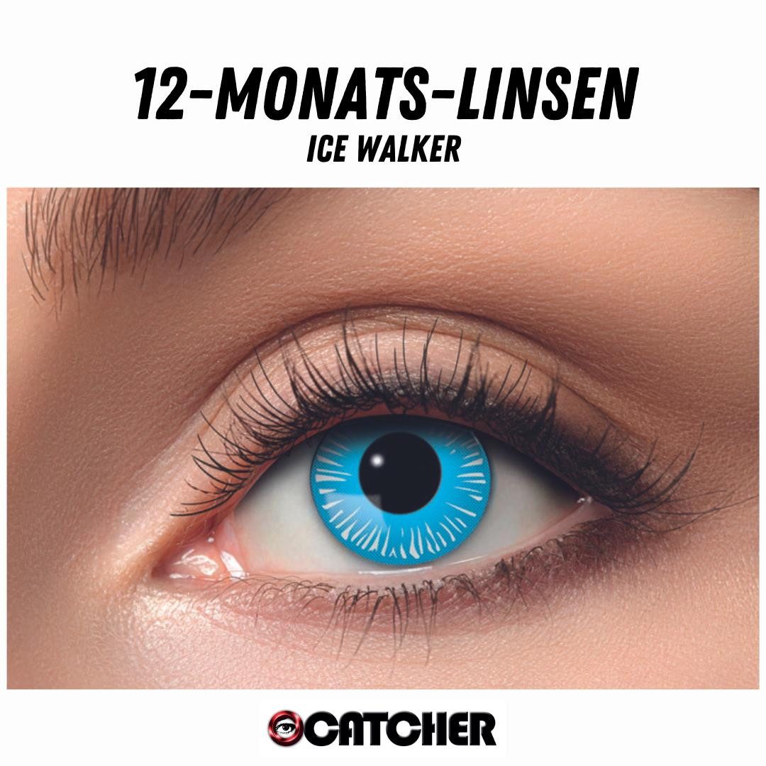 Eyecatcher Farblinsen 12 Monatslinse Ice Walker Blau Hellblau Motivlinse