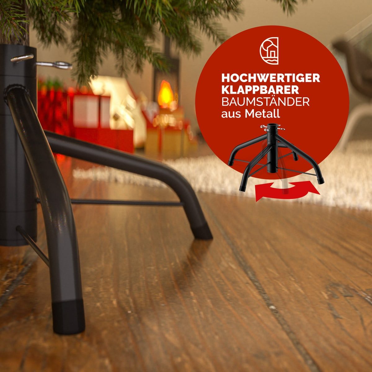 Casaria Künstlicher Weihnachtsbaum, Künstlich 140 cm PVC PE inkl. Metallständer Grün Edeltanne Dichte