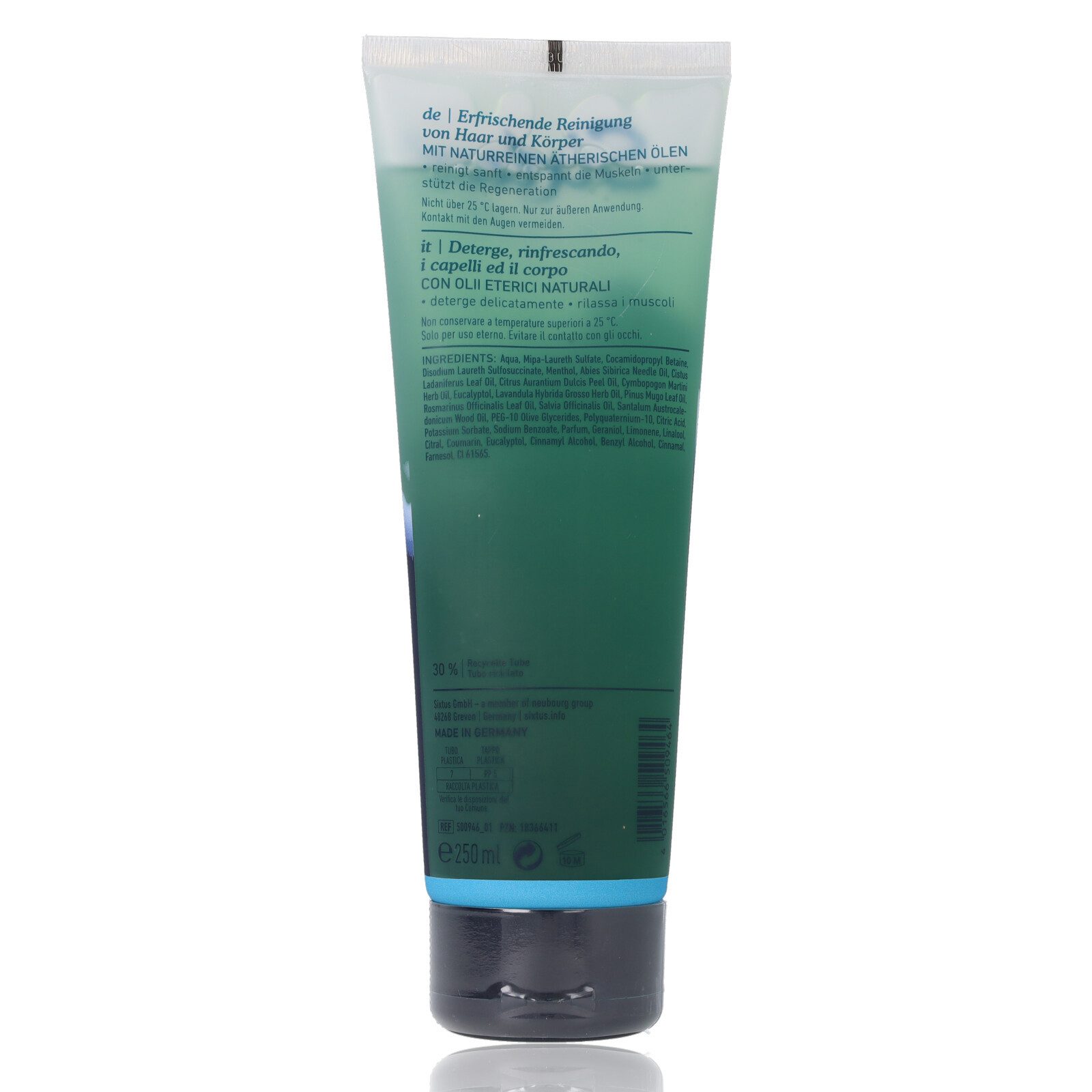 Sixtus Duschgel Sixtus Sport Dusch Gel mit erfrischendem Kräuterduft 250ml, 1-tlg., desoderierend mit angenehm frischem Kräuterduft