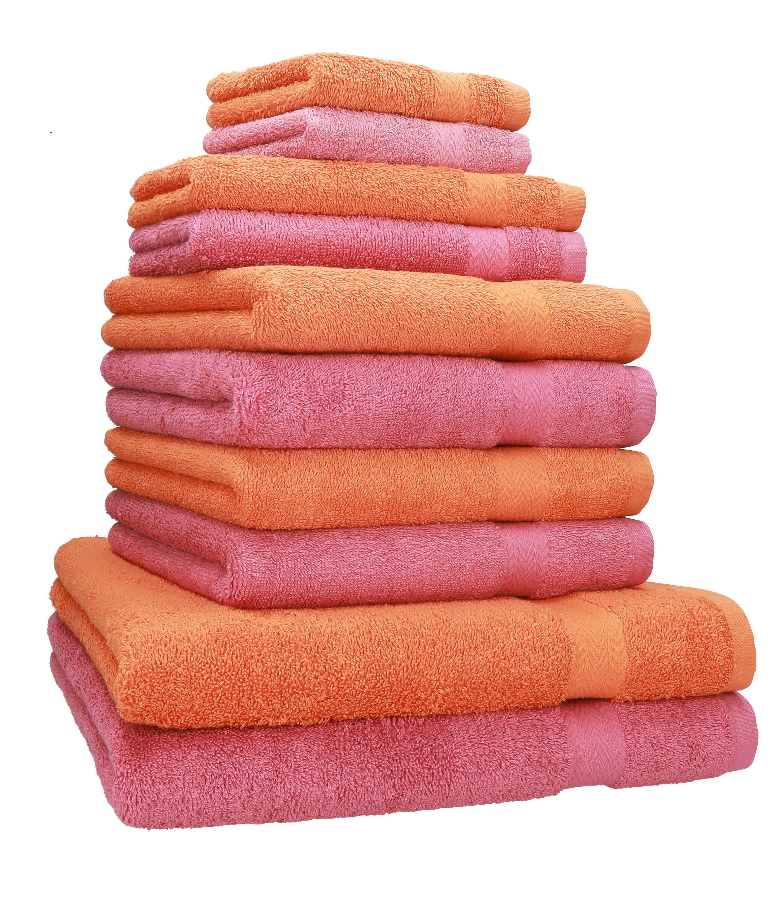 Betz Handtuch Set 10-tlg. Handtuch-Set CLASSIC Farbe orange und altrosa, (Set, 10-St)