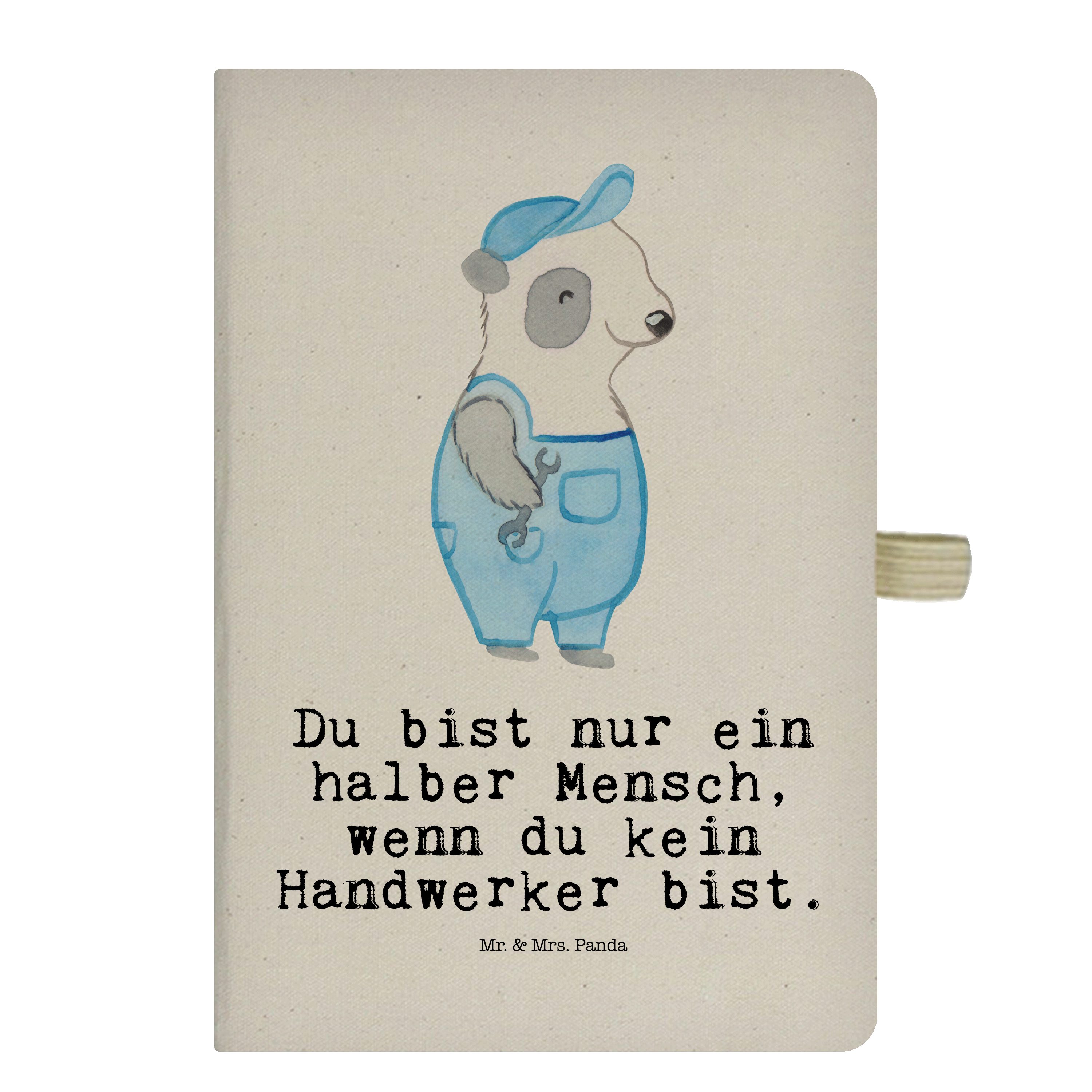 & Firma, Panda Mrs. Handwerker Herz - Panda Gesellenprüfung, Transparent Geschenk, mit Mrs. Notizbuch Mr. Mr. - &