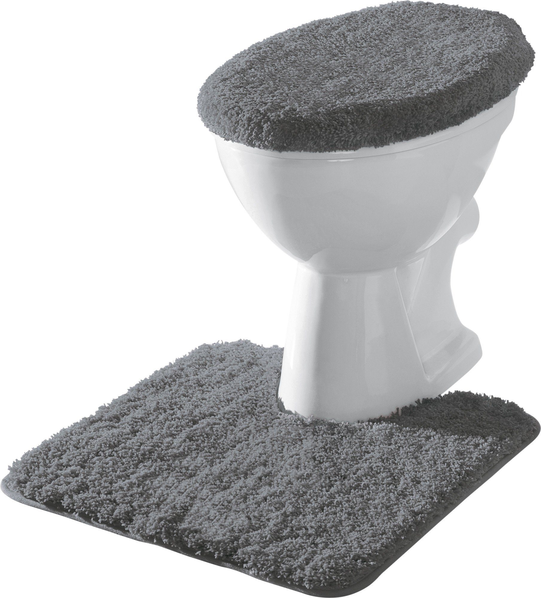 Erwin Müller Badematte 2-tlg. Stand-WC-Set "Rhodos", Gummizug:, eckig mit Ausschnitt, Uni