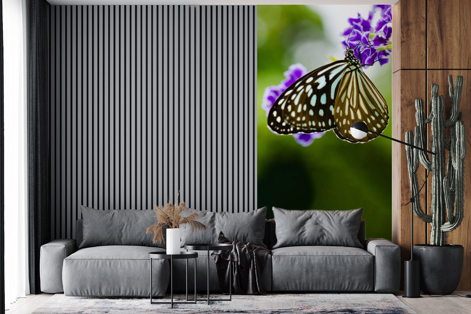 - Küche, - Fototapete Botanisch, Lavendel Vliestapete Matt, St), bedruckt, Fototapete für (2 Wohnzimmer MuchoWow Schlafzimmer Schmetterling