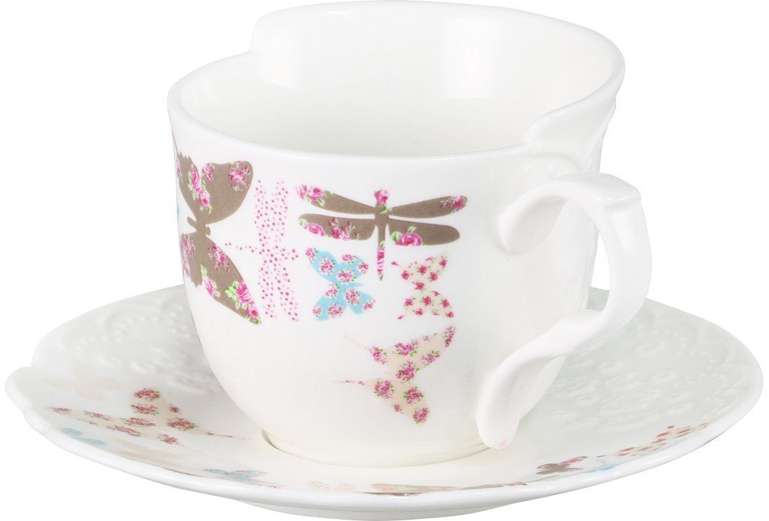 Porzellan aus Kaffeeservice Teetassen-Set feinem (12-tlg), Neva 12-teilig Knochenporzellan, Spring