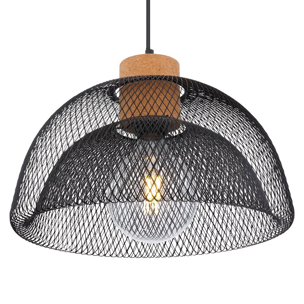 Leuchtmittel Pendel schwarz Warmweiß, Hänge LED Geflecht Pendelleuchte, Ess Leuchte etc-shop Decken inklusive, Gitter Lampe Zimmer