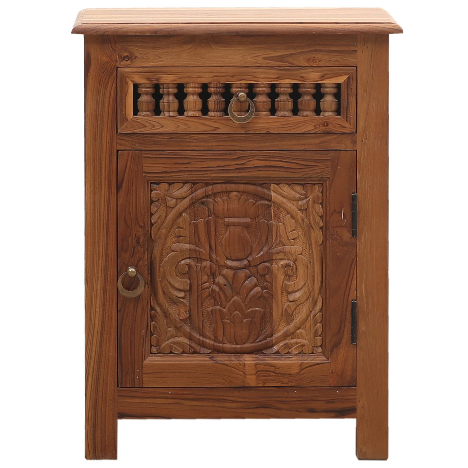 Marrakesch Orient & Mediterran Interior Nachttisch Vintage houten nachtkastje in zandkleur (1-St), Handarbeit