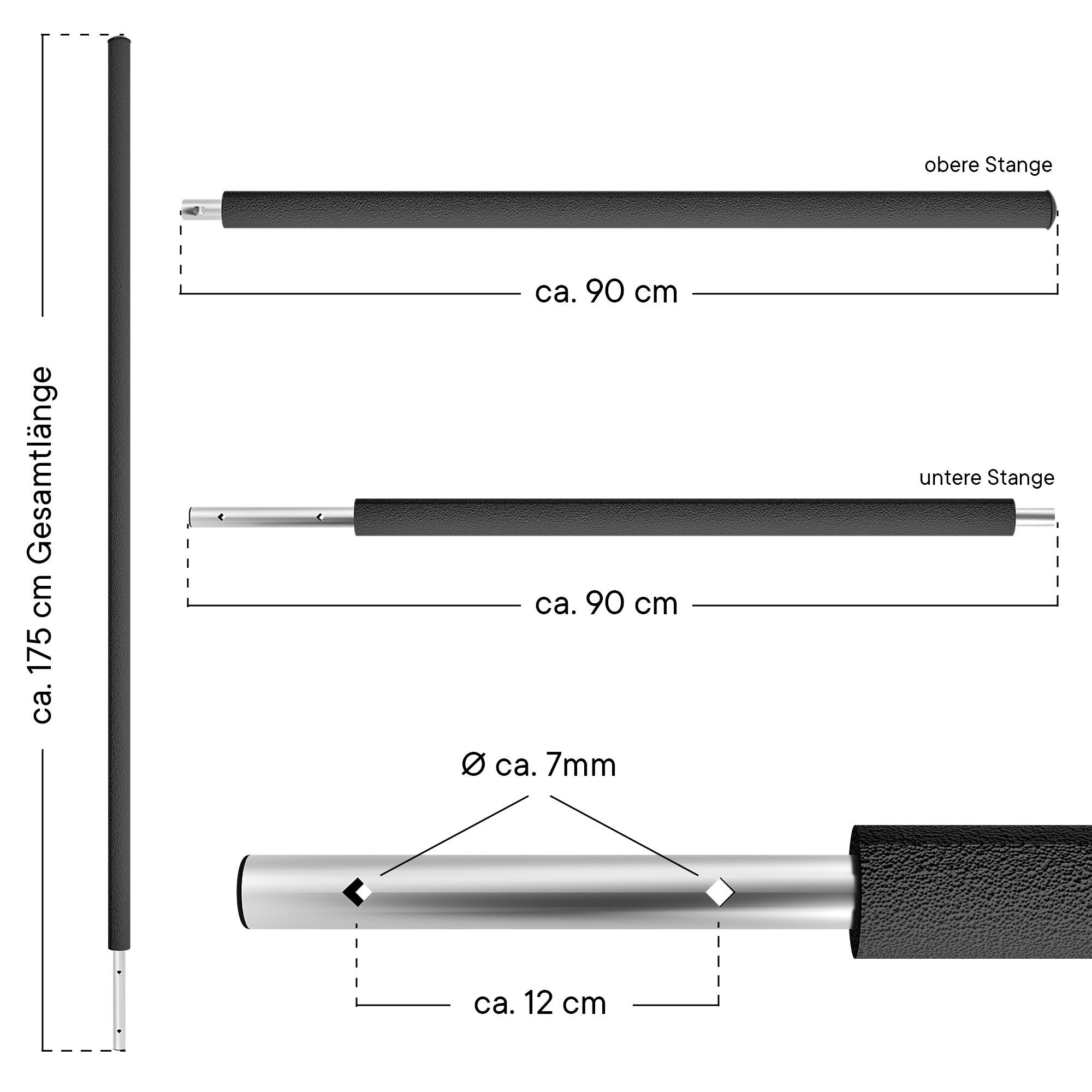 Kinetic Sports Trampolinnetz, 6 Stück Ø 25 mm, Netzpfosten inkl. Schaumstoff und Abdeckkappen