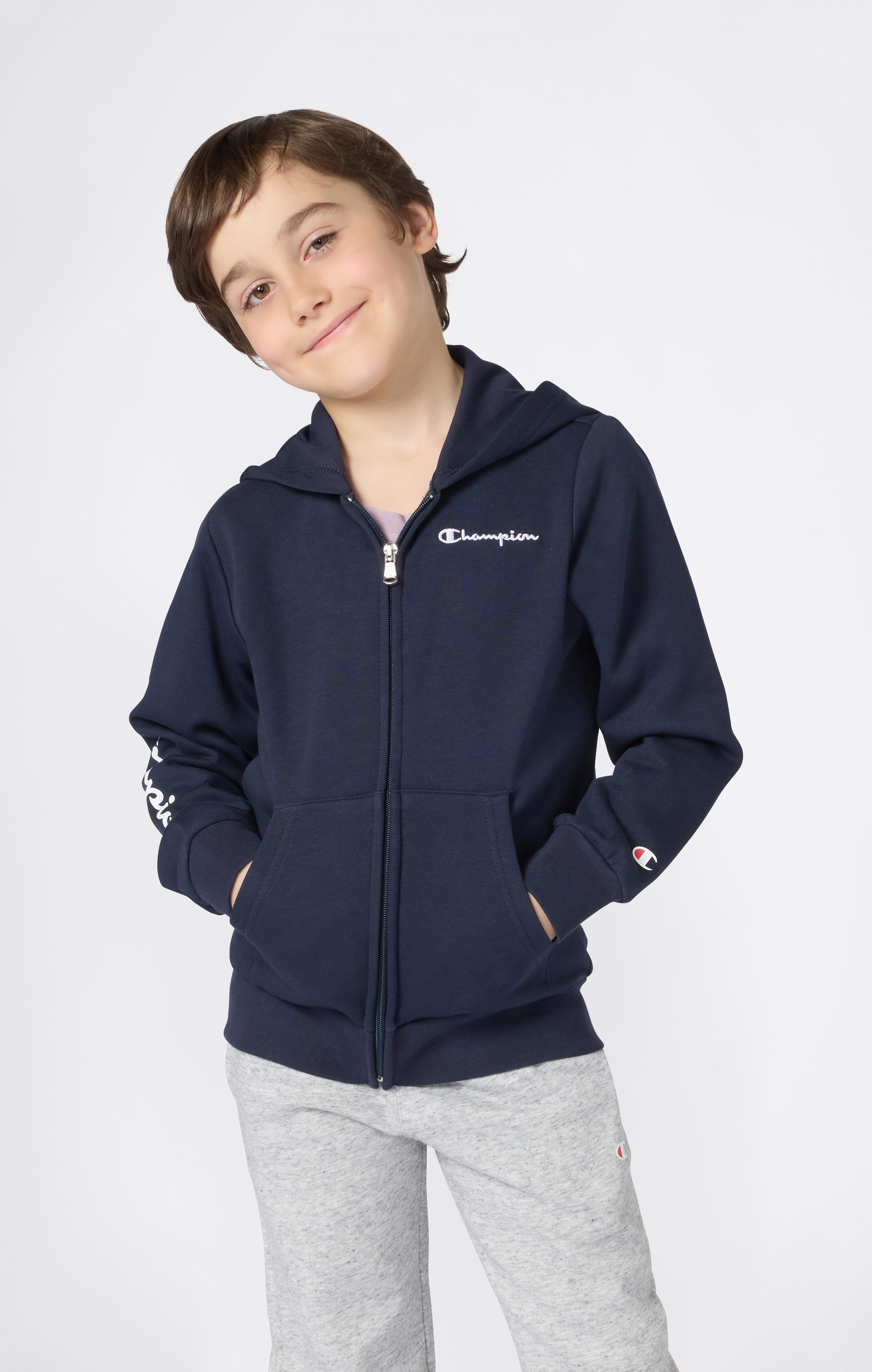 Champion Kapuzensweatjacke ICONS CONTRAST Full Zip Hoodie mit durchgehendem Reißverschluss, aus Baumwolle und Polyester