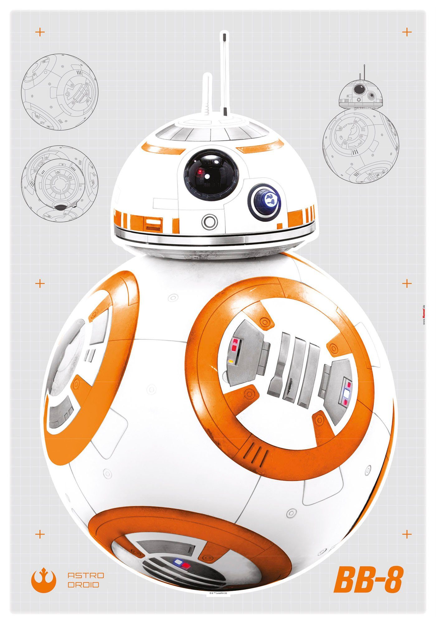 Komar Wandtattoo Star Wars BB-8 - Größe 100 x 70 cm (6 St), selbstklebend, Wandsticker, Kinderzimmer