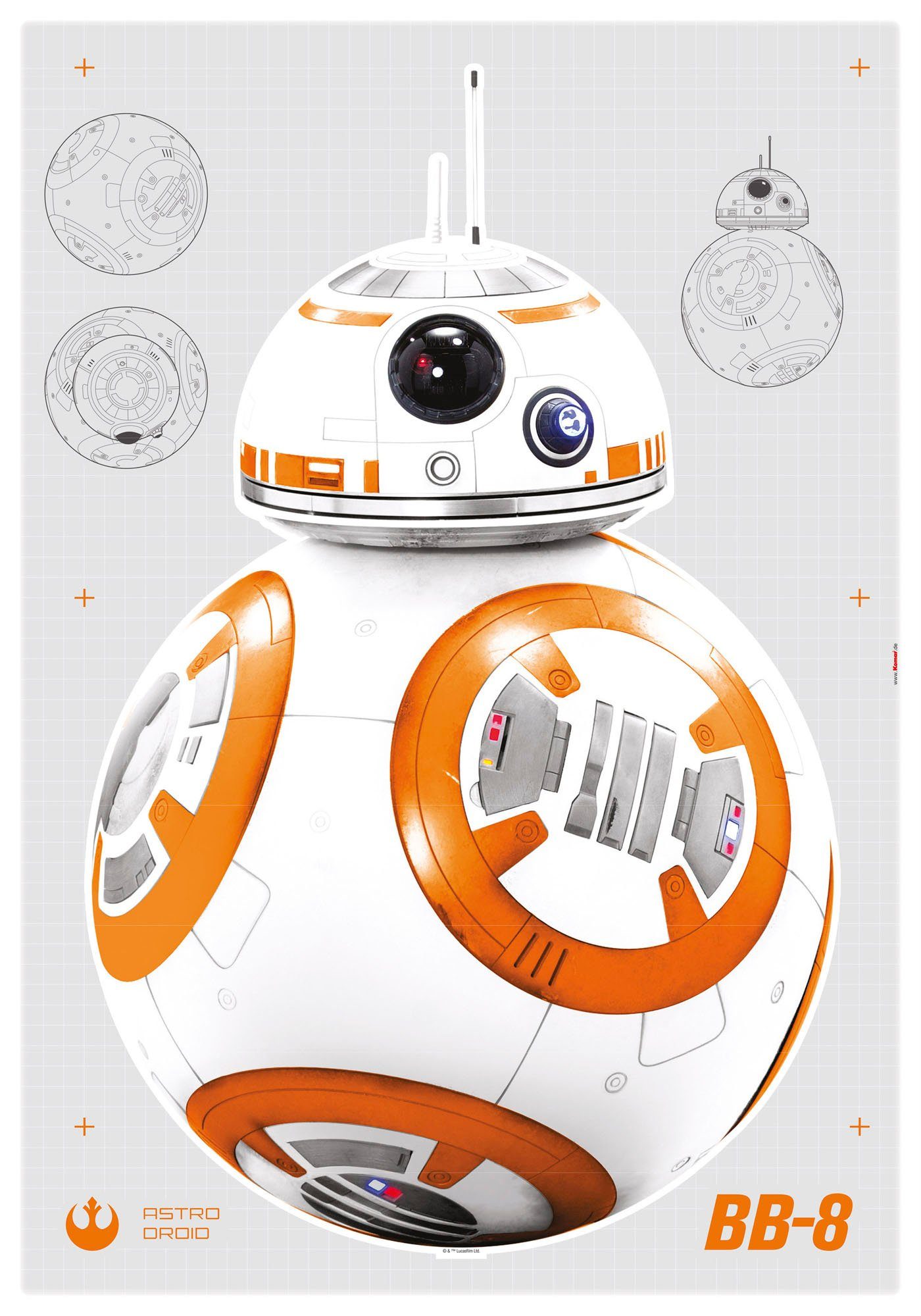 Komar Wandtattoo Star Wars St), selbstklebendes Wandtattoo Höhe), (6 cm (Breite BB-8 x 100x70