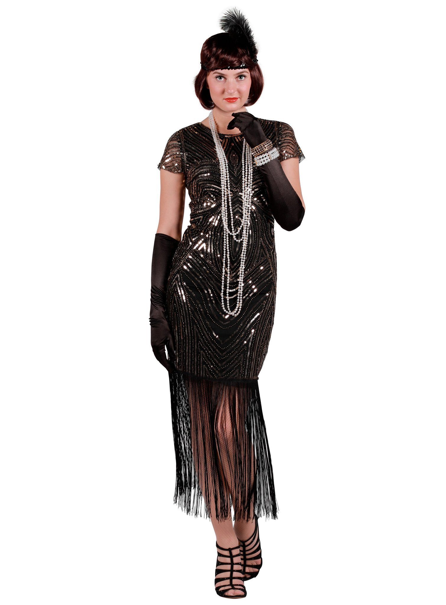thetru Kostüm 20er Jahre Charleston Kleid Ruby, Fühle Dich wie ein  klassischer Filmstar in diesem bezaubernden Gatsby-Kleid!