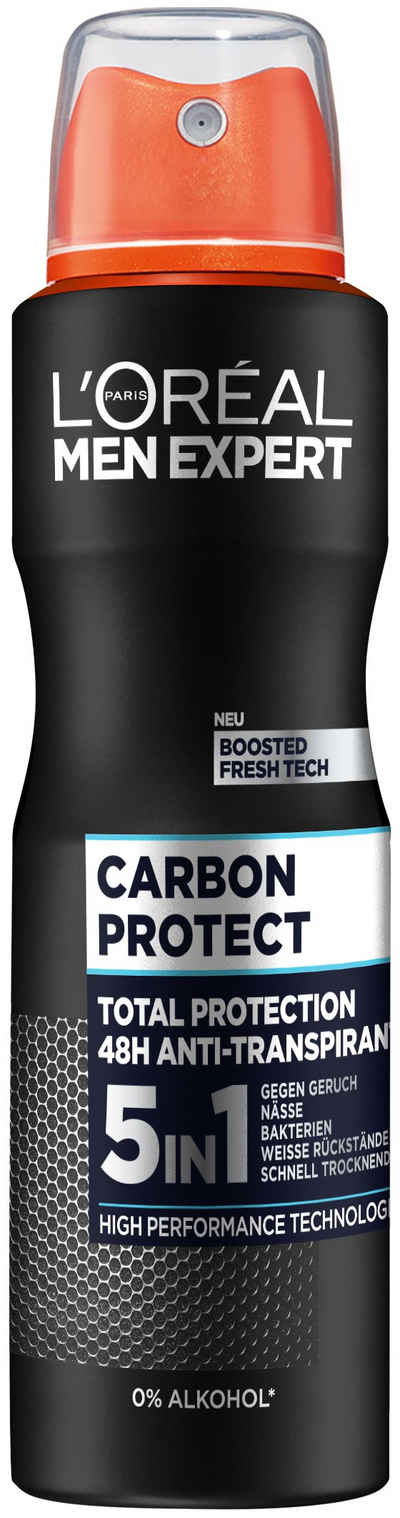 L'ORÉAL PARIS MEN EXPERT Deo-Spray Carbon Protect Anti-Transpirant, mit 48H Trockenschutz