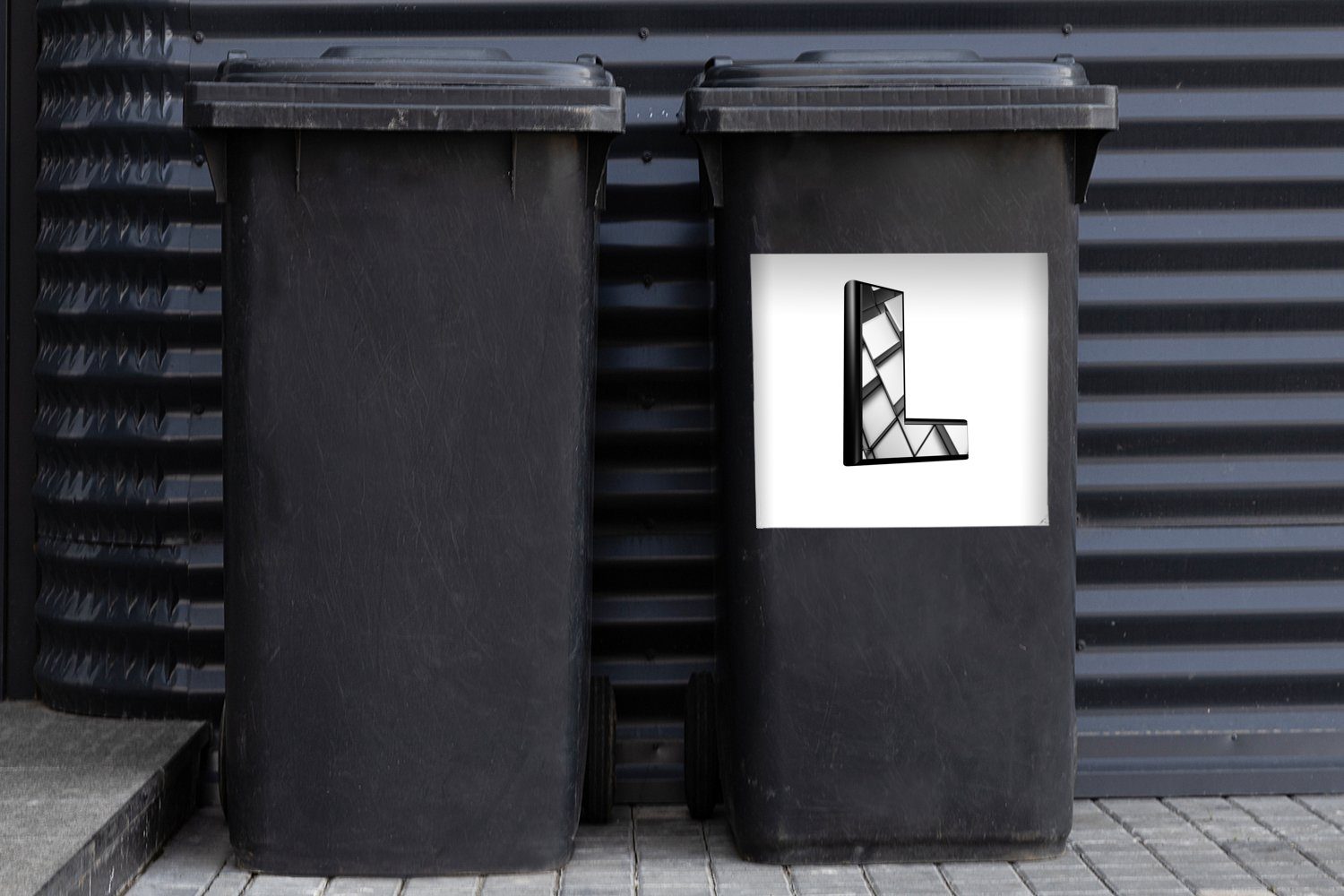 Mülleimer-aufkleber, Abfalbehälter L (1 des Buchstabens Eine Wandsticker Mülltonne, Sticker, MuchoWow St), 3D-Darstellung Container,