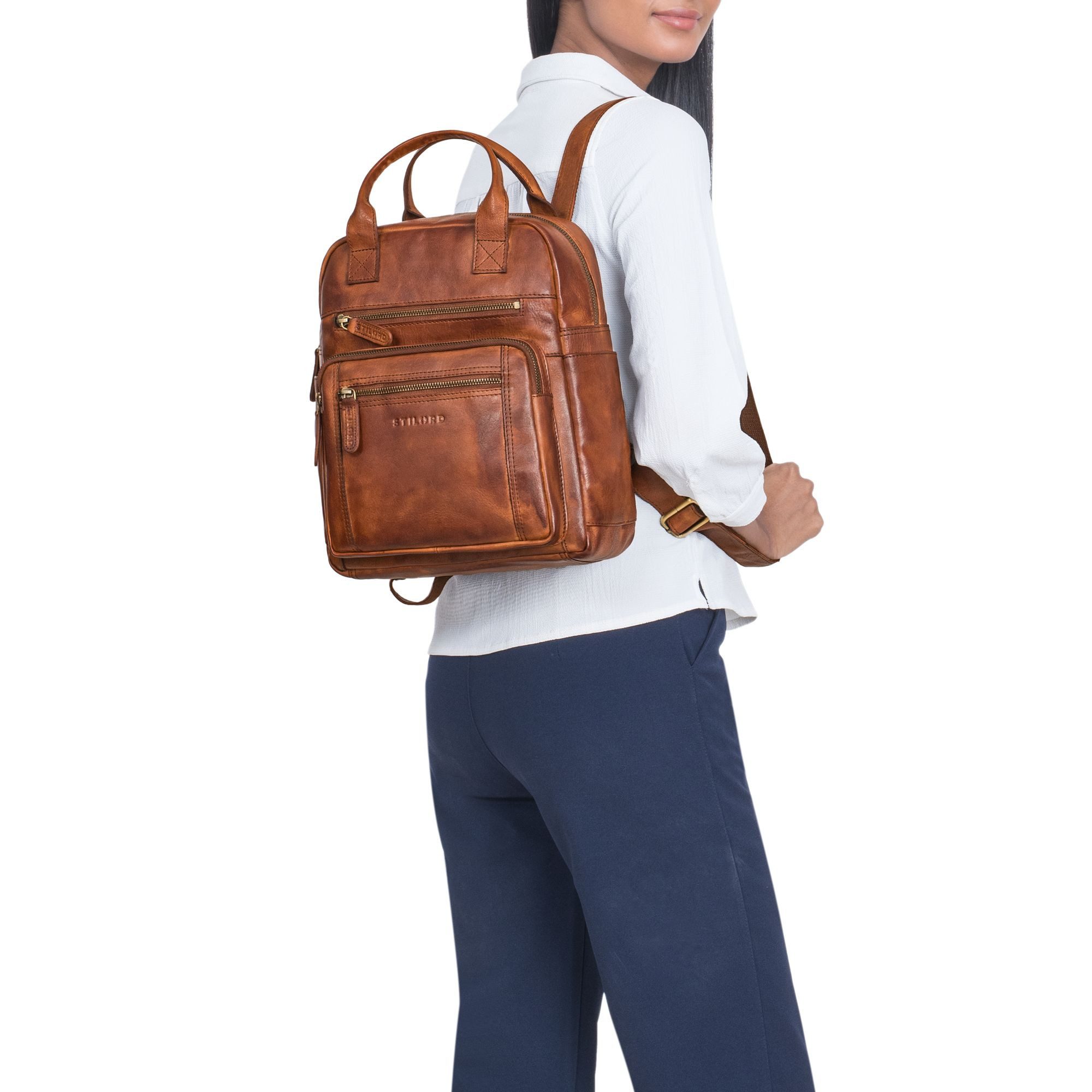 STILORD Cityrucksack "Zane" Freizeit-Rucksack Damen Leder Mittel-Groß günstig online kaufen