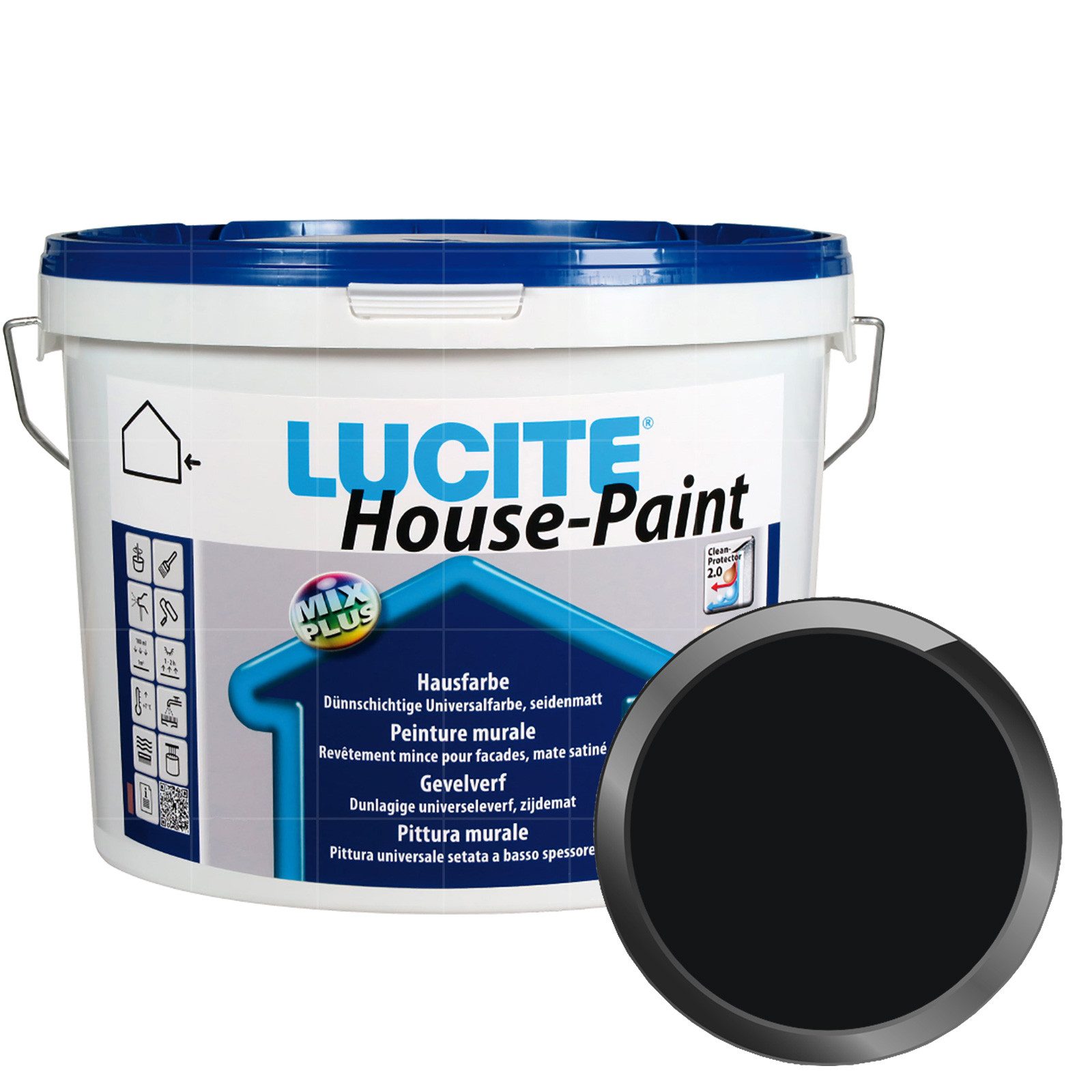 Lucite Fassadenfarbe House-Paint - 12 Ltr (1021T Schwarz)