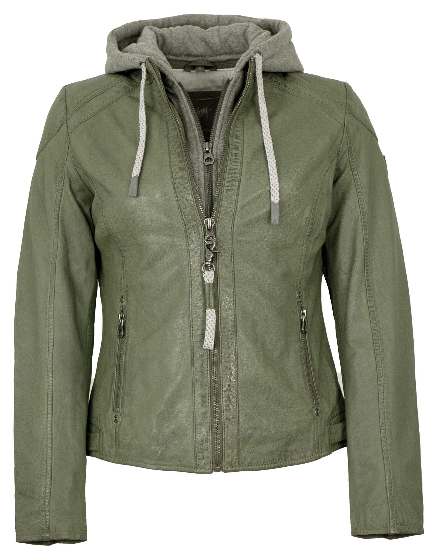 Gipsy by Mauritius Lederjacke GWAlice Gipsy by Mauritius - Damen Lederjacke Lammnappa Kapuze salbei grün