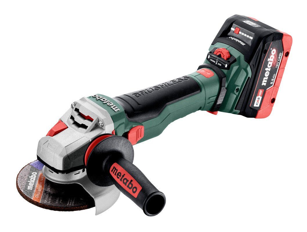 metabo Akku-Winkelschleifer WVB 18 LTX BL 15-125 Quick, max. 10000 U/min, 2 x 5,5 Ah LiHD in metaBox 165 L