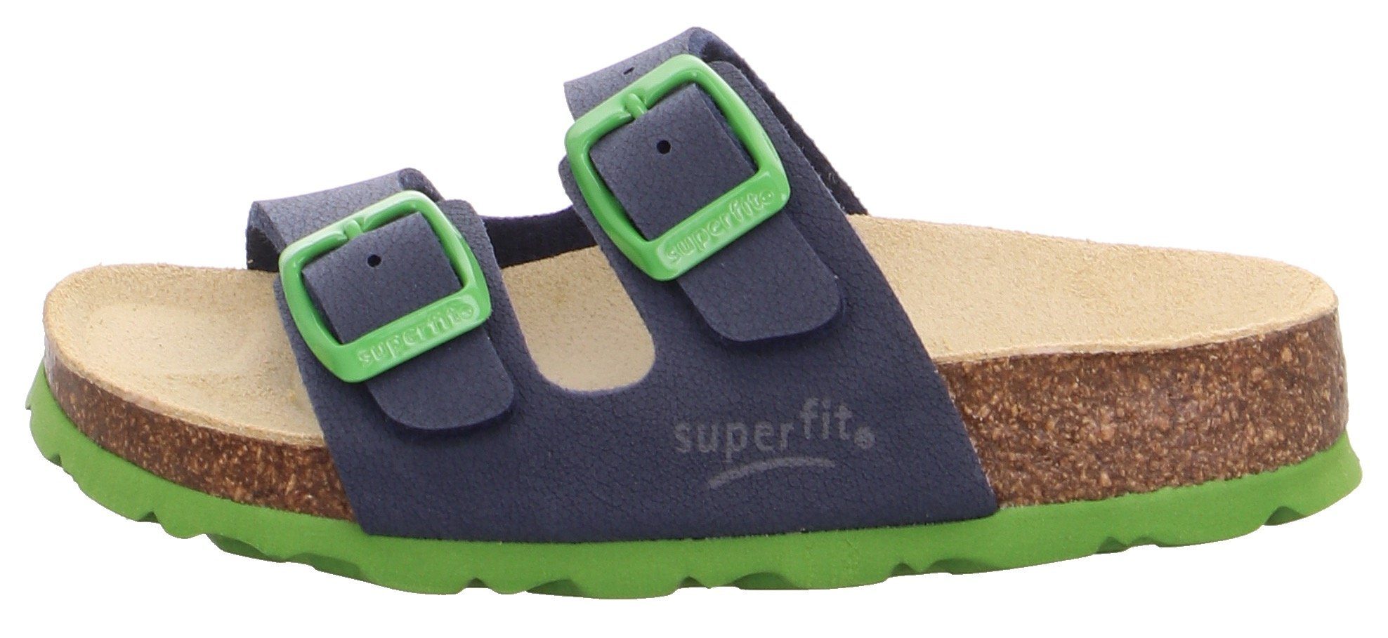 mit blau-grün verstellen Fußbettpantolette zum Superfit Pantolette Mittel WMS: Schnallen