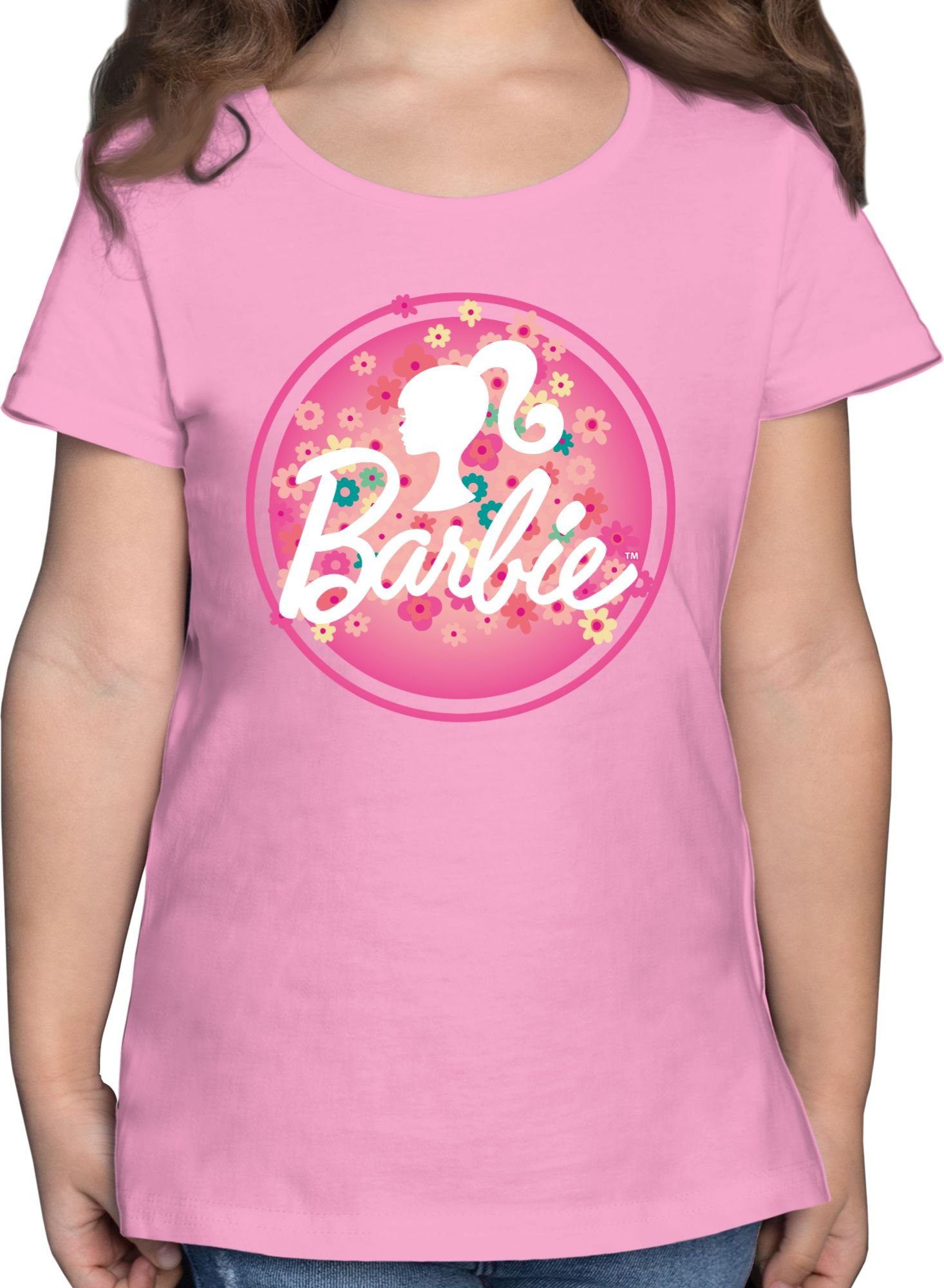 Shirtracer T-Shirt Barbie Barbie Blumen Mädchen Logo 1 Rosa