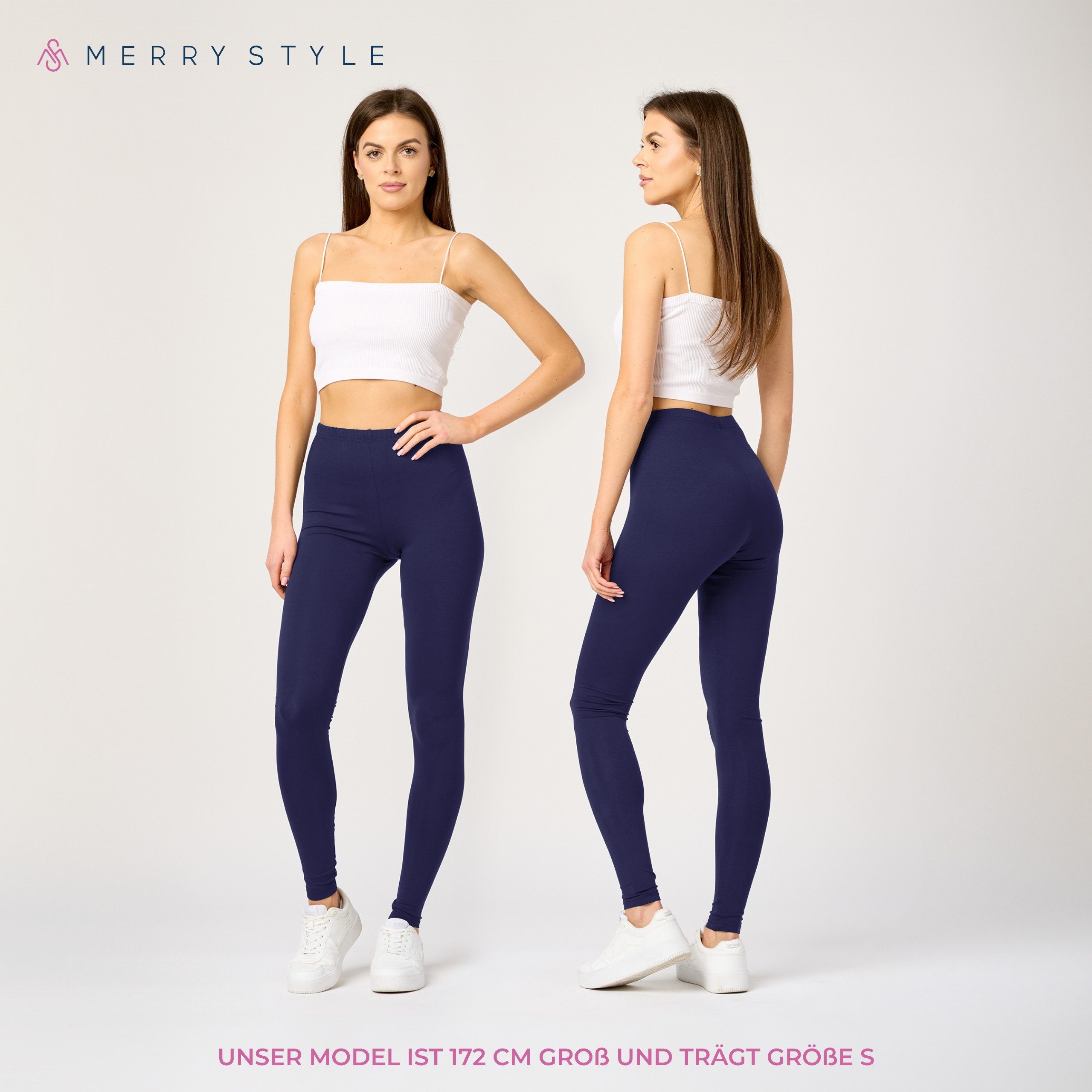 Merry Style Leggings Damen Frauen Hosen aus Viskose MS10-143 (1-tlg) elastischer Bund