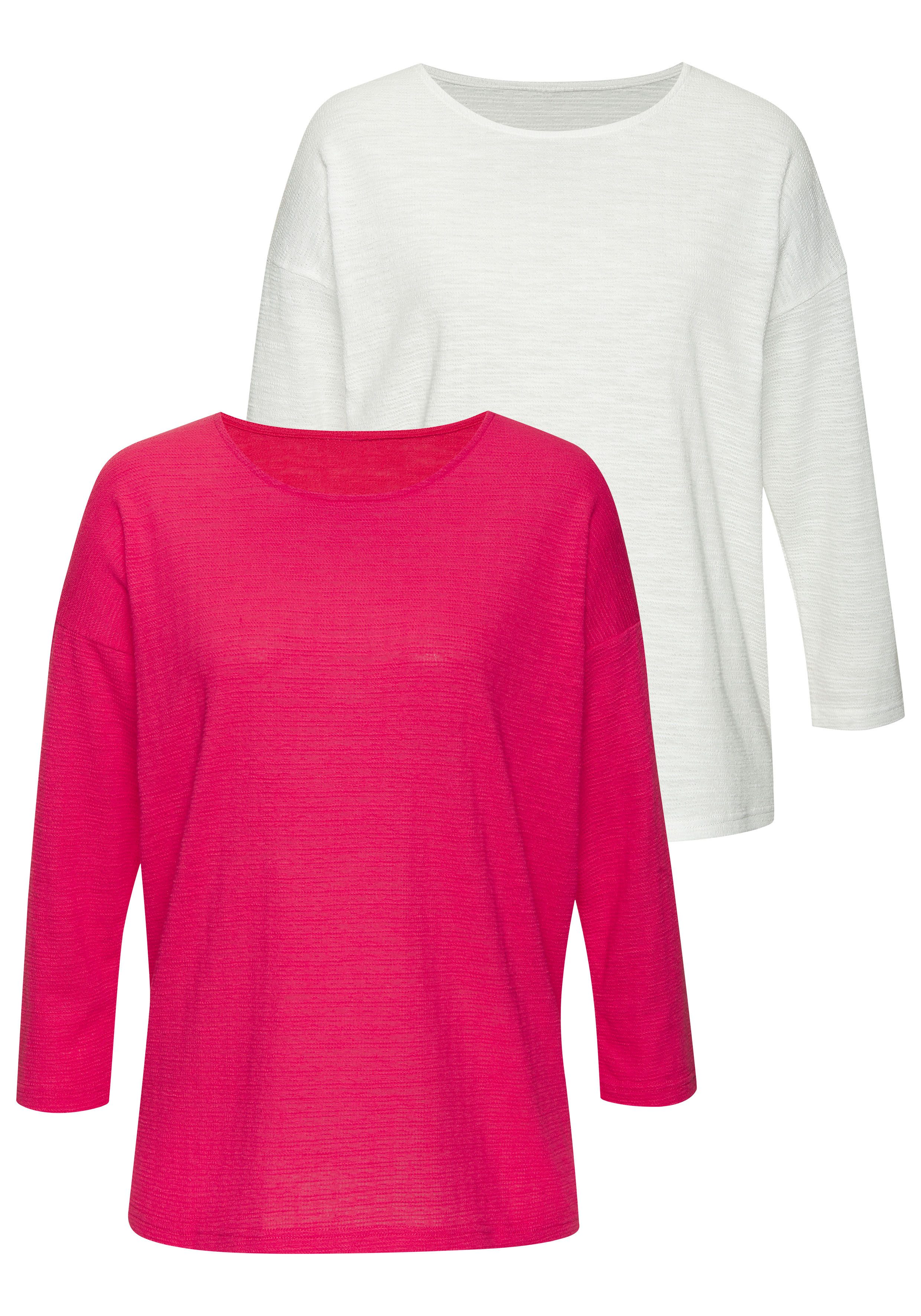 Vivance Langarmshirt "mit modischer Struktur" 2er-Pack, aus bügelfreier Qua günstig online kaufen