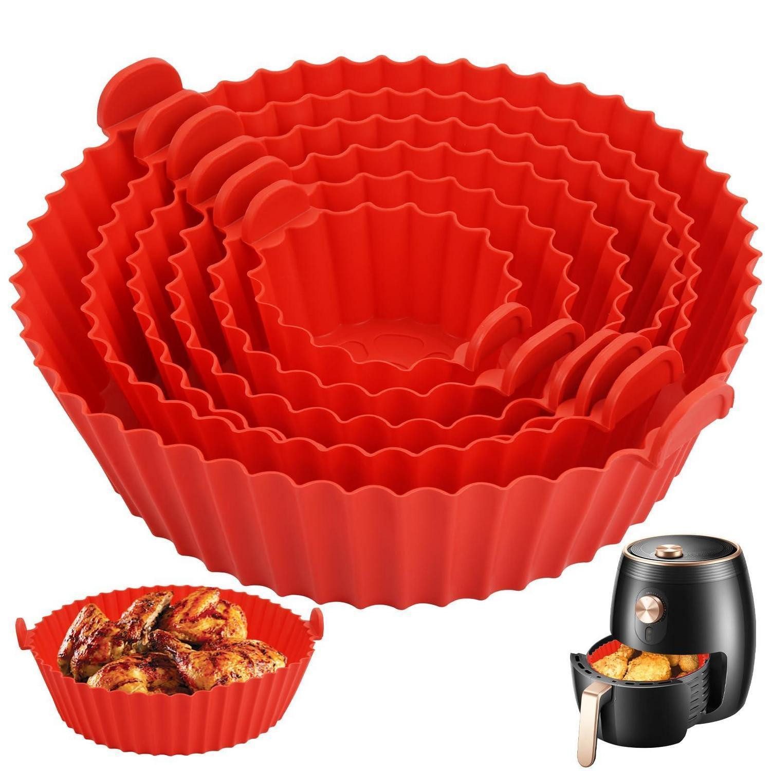 LuxusKollektion Silikonform Silikon Backform Heißluftfritteuse 6er Set Rot, (6-tlg)