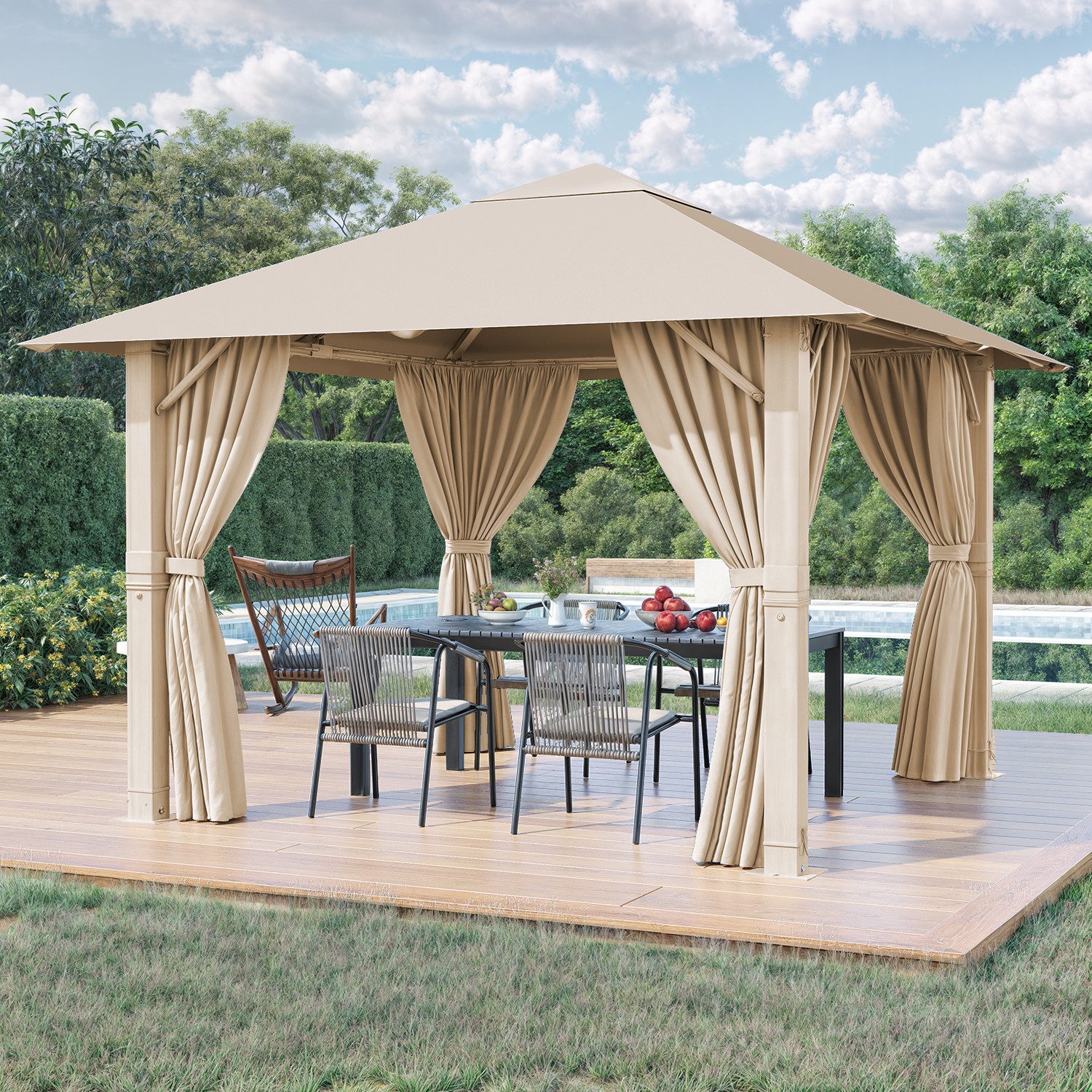 GUNJI Pavillon 3*3/3*4m Gartenpavillon, Gartenzelt mit günstig online kaufen
