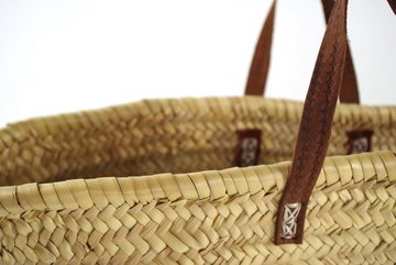 Kobolo Shopper Ibiza-Tasche aus Palmblatt mit Echt-Ledergriffen
