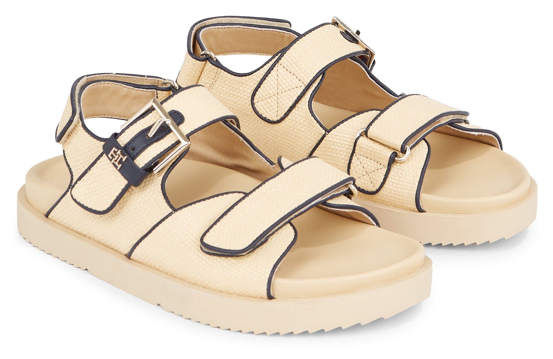 Tommy Hilfiger RAFIA SPORTY SANDAL Riemchensandale, Sommerschuh, Sandalette, Plateauabsatz mit Klettverschlüssen