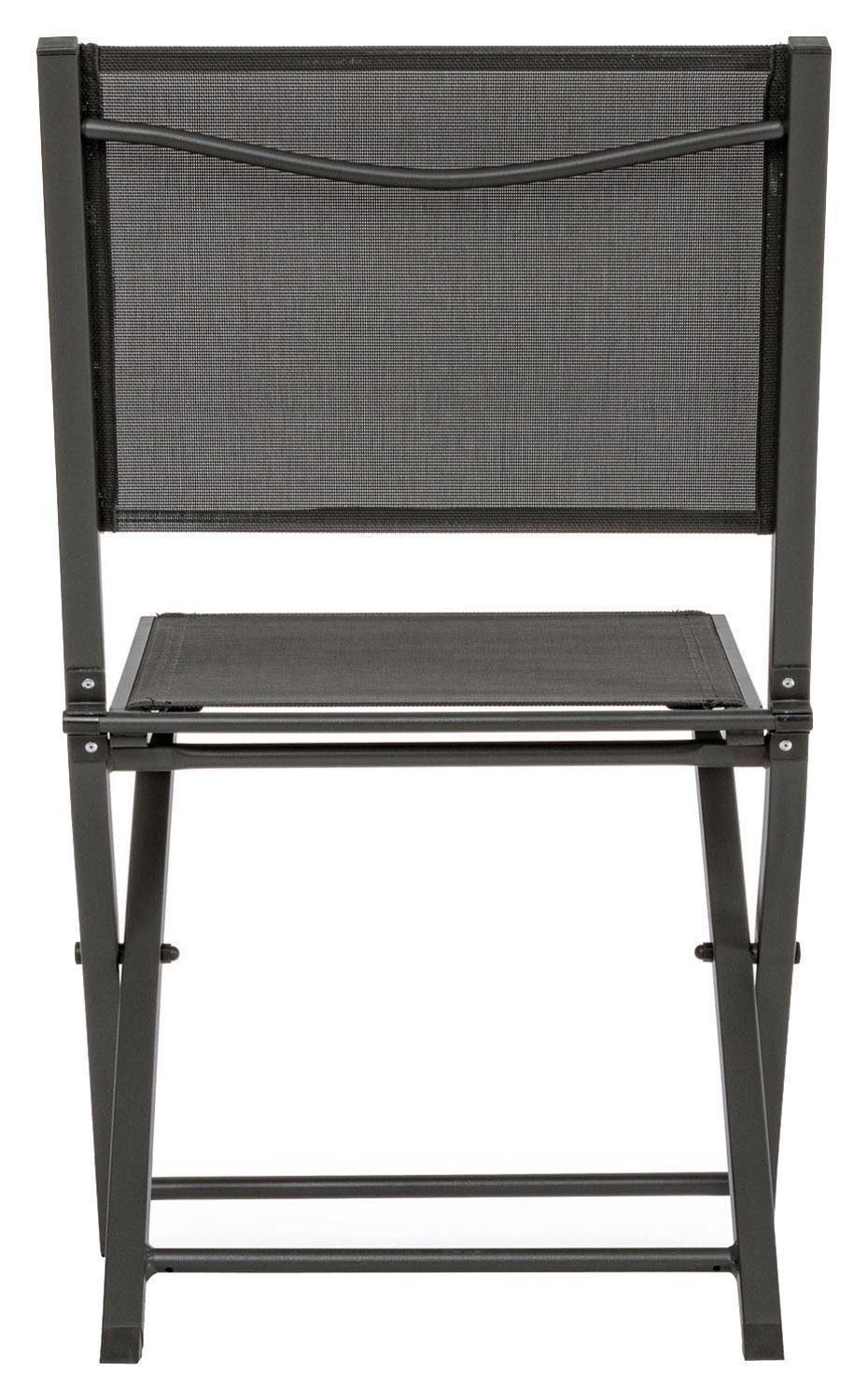 Bizzotto Gartenstuhl HILDE, 4er Set, Anthrazit, Aluminium, Textilen, Klappbar, B 48 x H 82,5 x T 55,5 cm