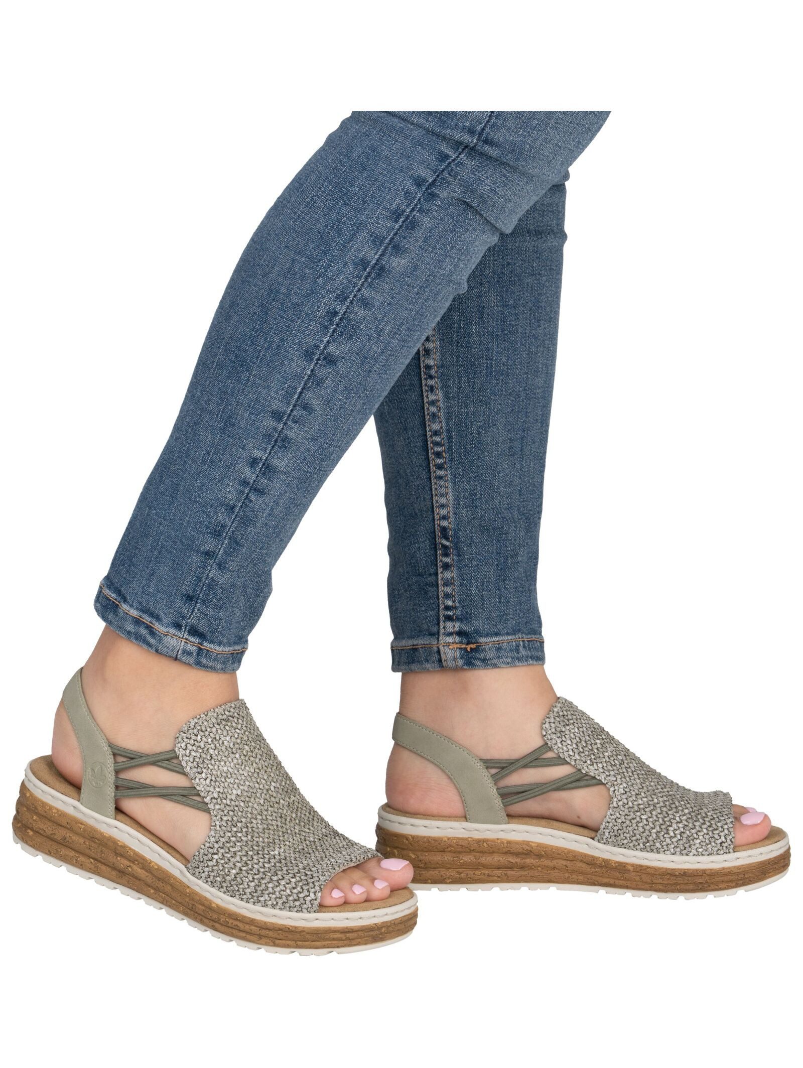 Rieker Rieker Sandalen Textil Keilsandalette