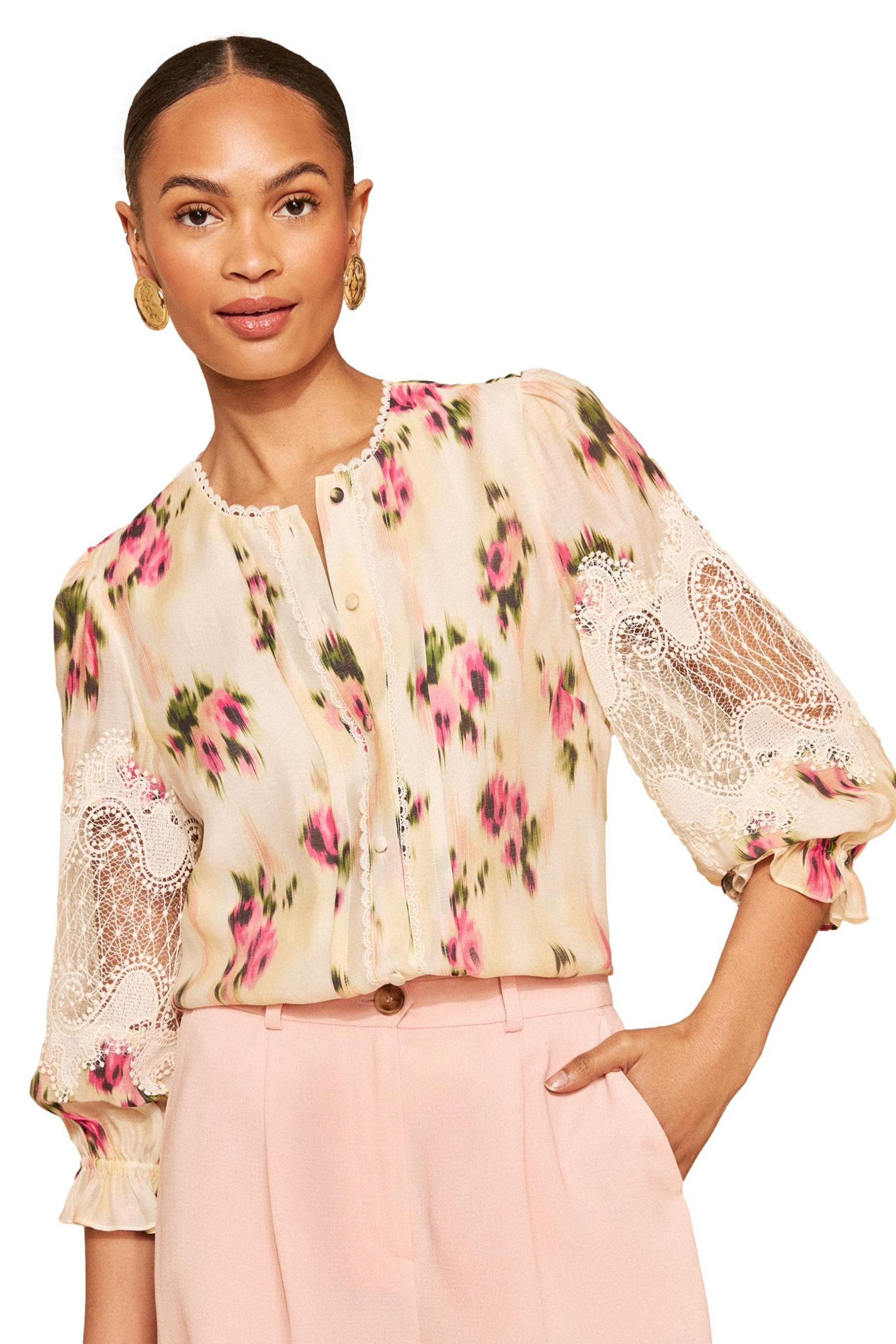 Love & Roses Langarmbluse Love & Roses Langärmelige Bluse mit Spitze (1-tlg)