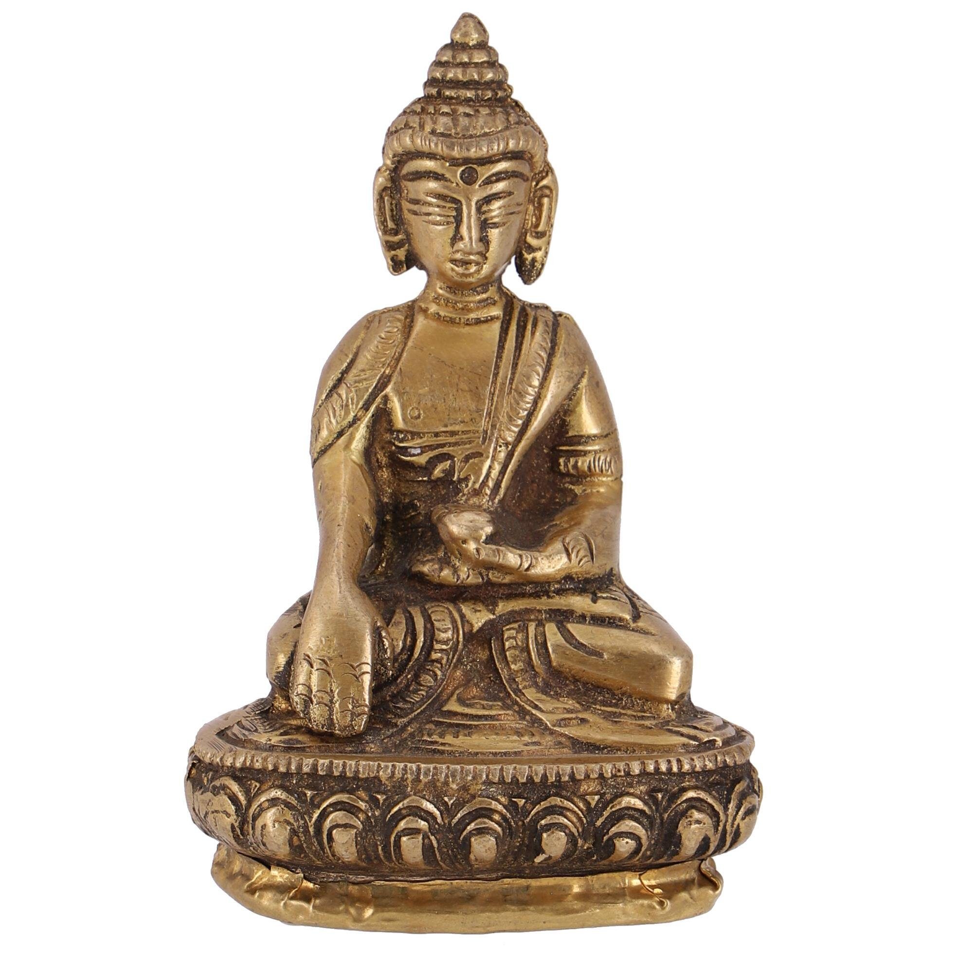 Buddhafigur Buddha Statue aus Messing Bhumisoara Mudra 10..