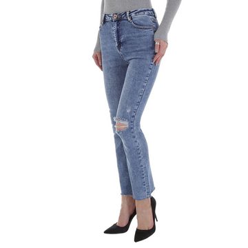 Ital-Design Bootcut-Jeans Damen Freizeit Destroyed-Look Stretch Bootcut Jeans in Blau