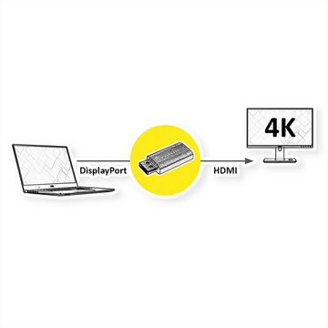 ROLINE GOLD 4K DisplayPort-HDMI Adapter, v1.2, DP ST - HDMI BU Audio- & Video-Adapter DisplayPort Männlich (Stecker) zu HDMI Typ A Weiblich (Buchse), Aktiv