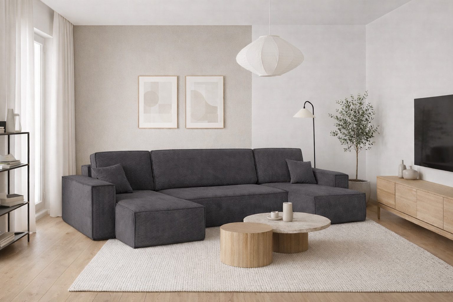 Kaiser Möbel Ecksofa mit schlaffunktion und bettkasten, Dunkelgrau, Option A : Lieferung bis zur Bordsteinkante